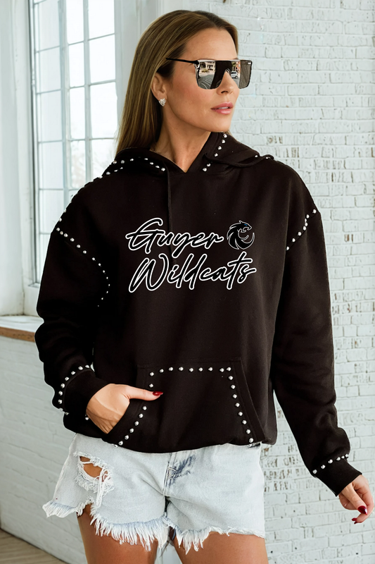 DENTON GUYER WILDCATS STUDDED DETAIL FLEECE FRONT POCKET HOODIE