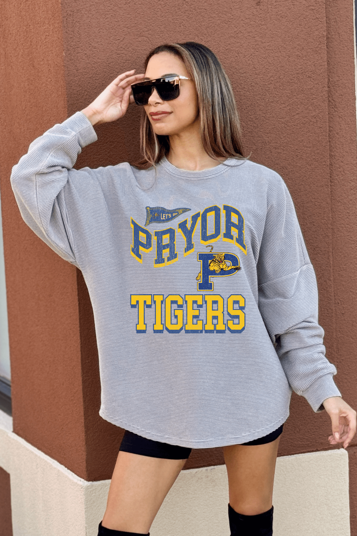 PRYOR TIGERS WASHED CORDED PULLOVER - The Club
