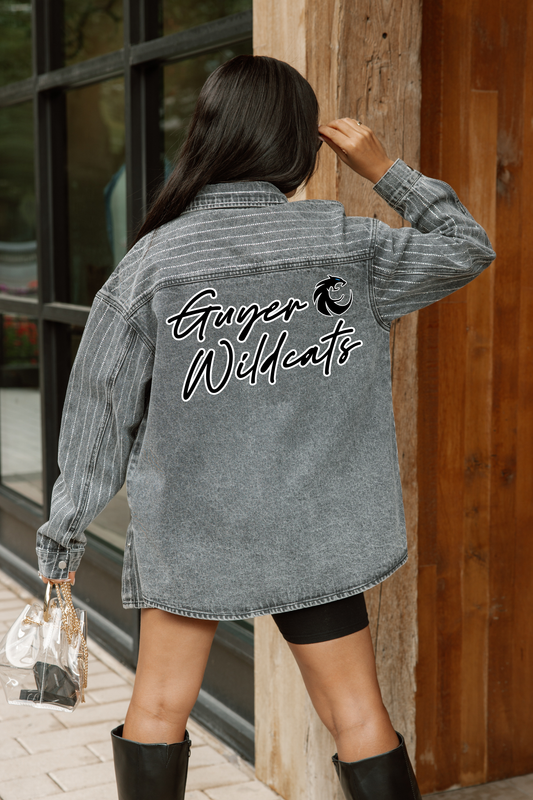 DENTON GUYER WILDCATS RHINESTONE DETAIL DENIM JACKET IN BLACK