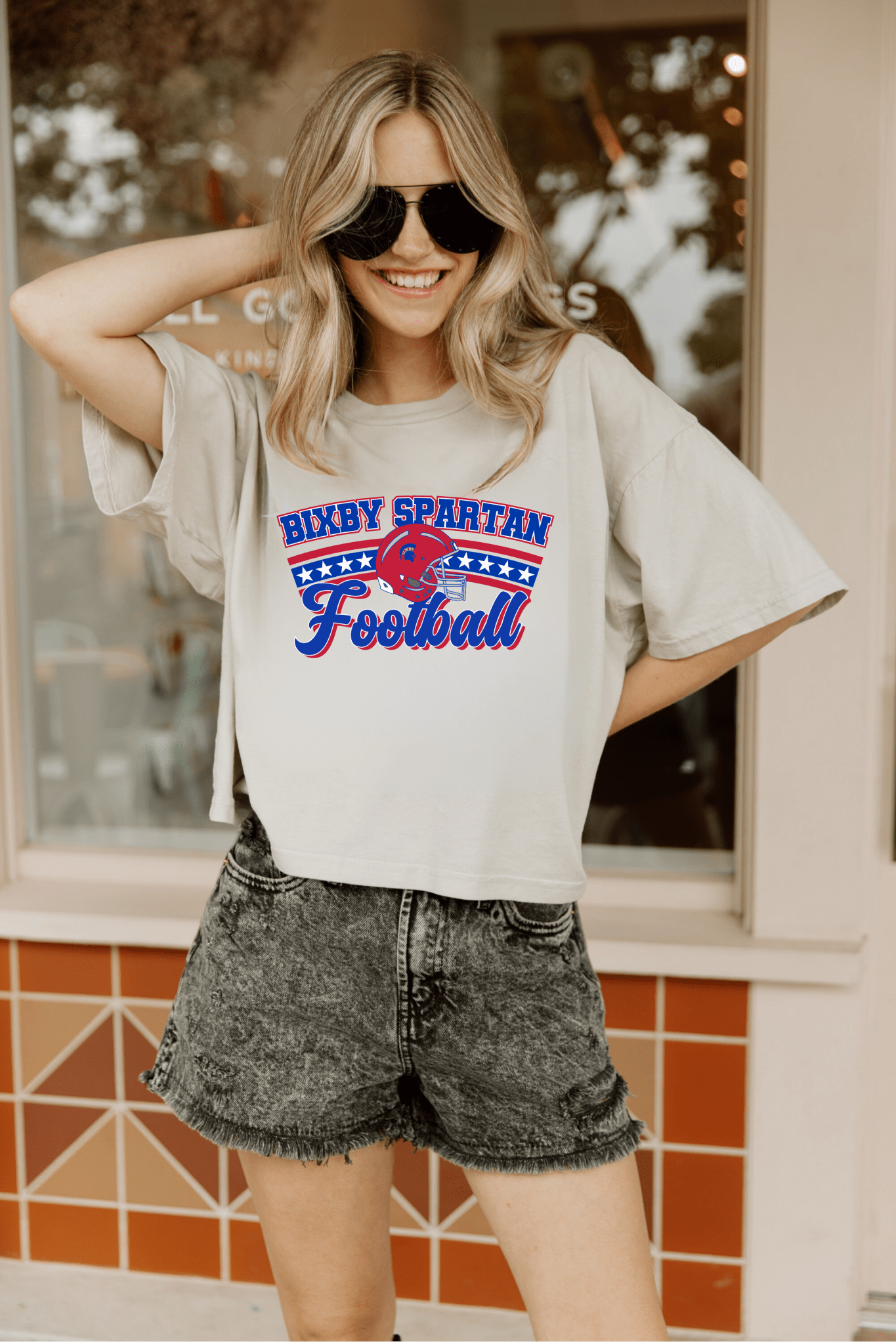 BIXBY SPARTANS OVERSIZED CROP TEE - The Club