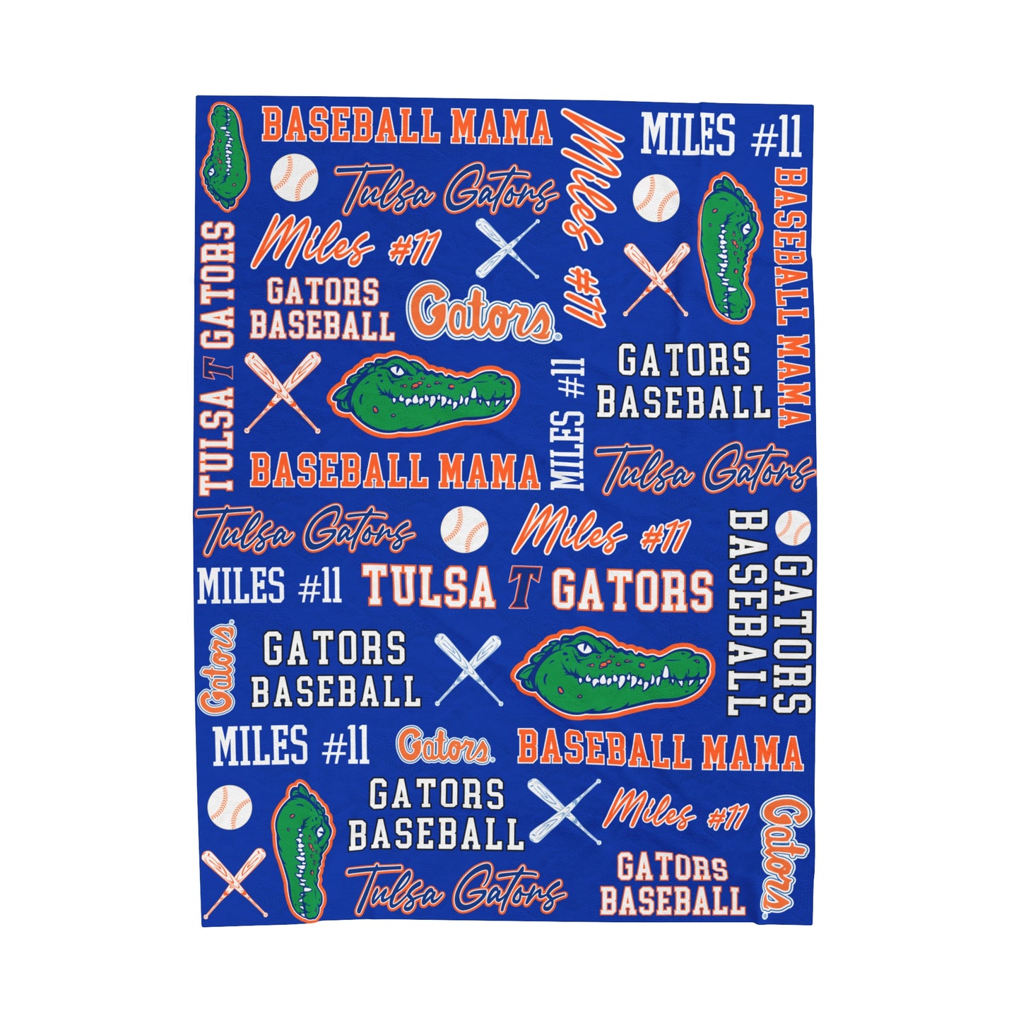 GATB022V - GATOR BASEBALL VELVETEEN PLUSH BLANKET - CUSTOM
