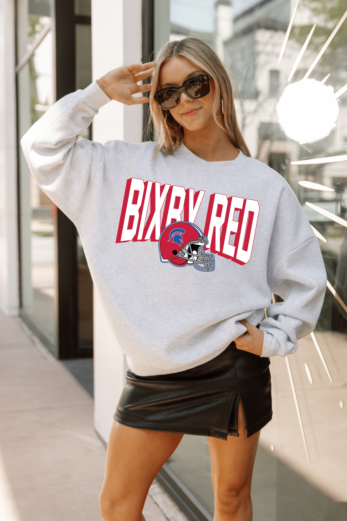 BIXBY RED FOOTBALL PREMIUM FLEECE CREWNECK SWEATSHIRT - The Club