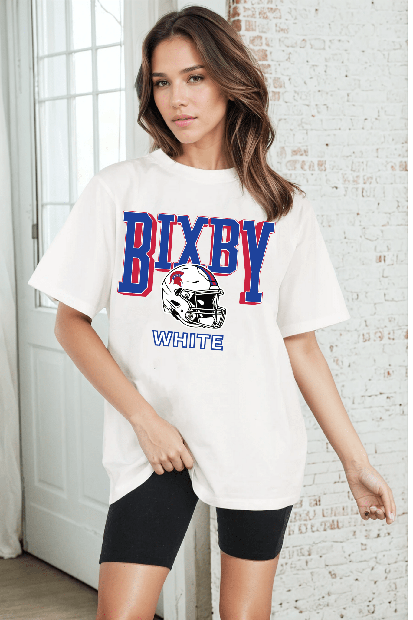 BIXBY WHITE FOOTBALL VINTAGE WASH BOYFRIEND TEE - The Club