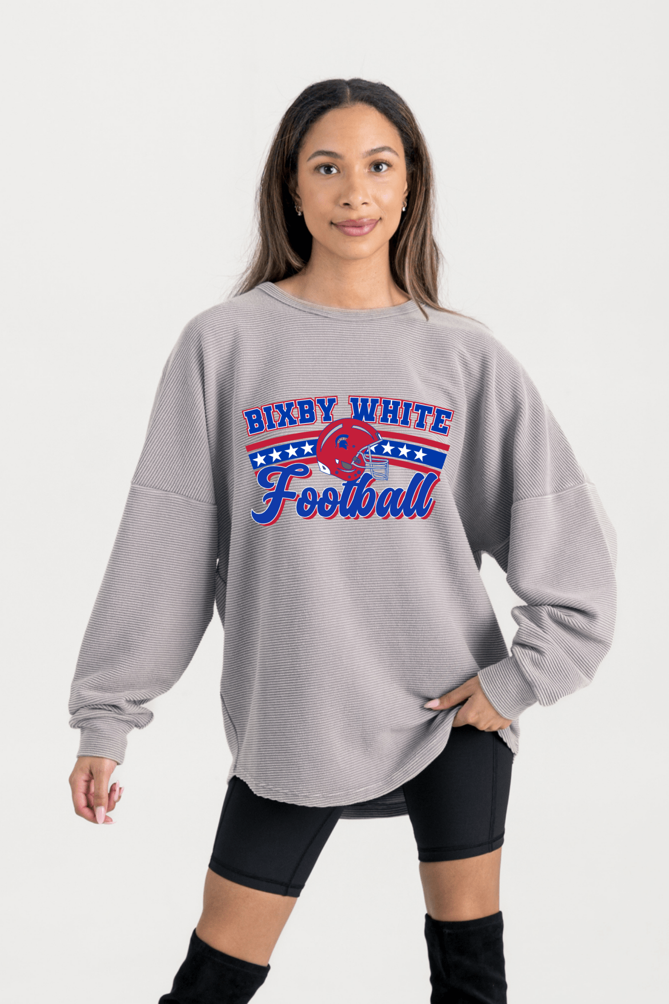 BIXBY WHITE FOOTBALL WASHED CORDED PULLOVER - The Club