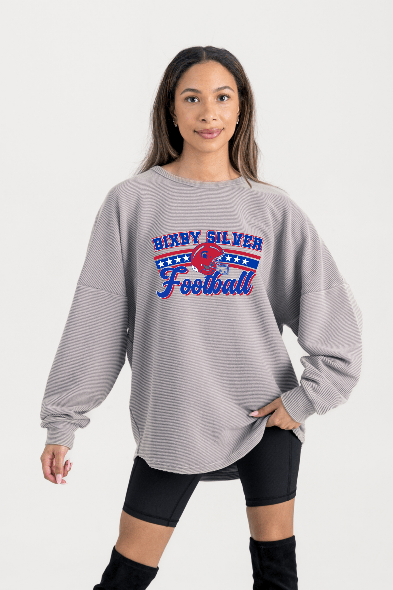 BIXBY SILVER FOOTBALL WASHED CORDED PULLOVER - The Club
