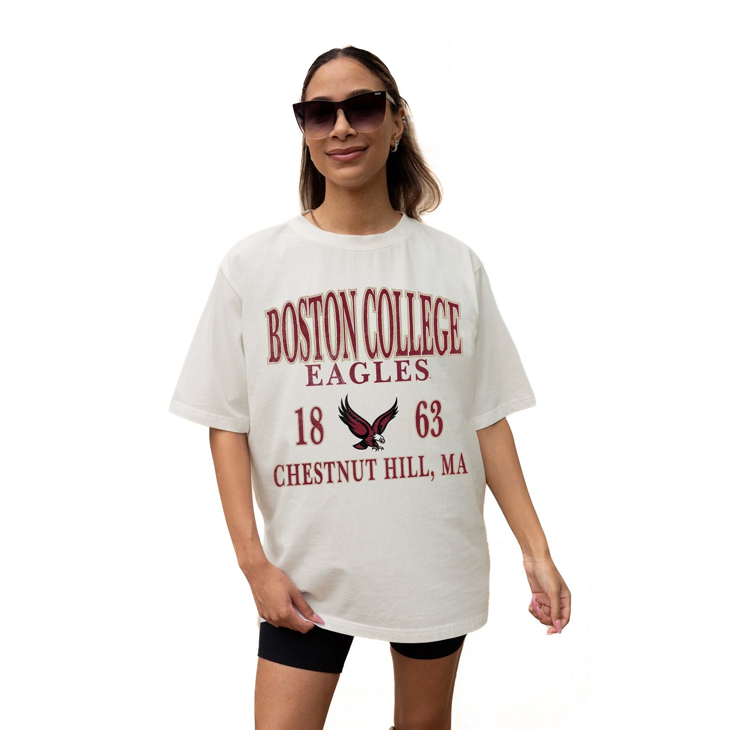 BOSTON COLLEGE EAGLES UNITY RELAXED FIT SHORT SLEEVE CLASSIC CREWNECK TEE WITH RIBBED NECKLINE