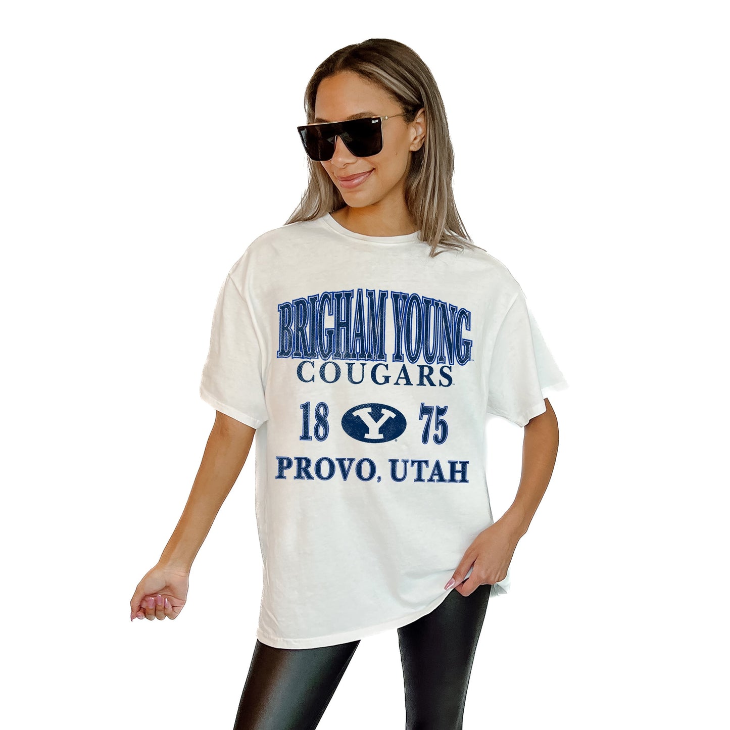 BYU COUGARS UNITY RELAXED FIT SHORT SLEEVE CLASSIC CREWNECK TEE WITH RIBBED NECKLINE