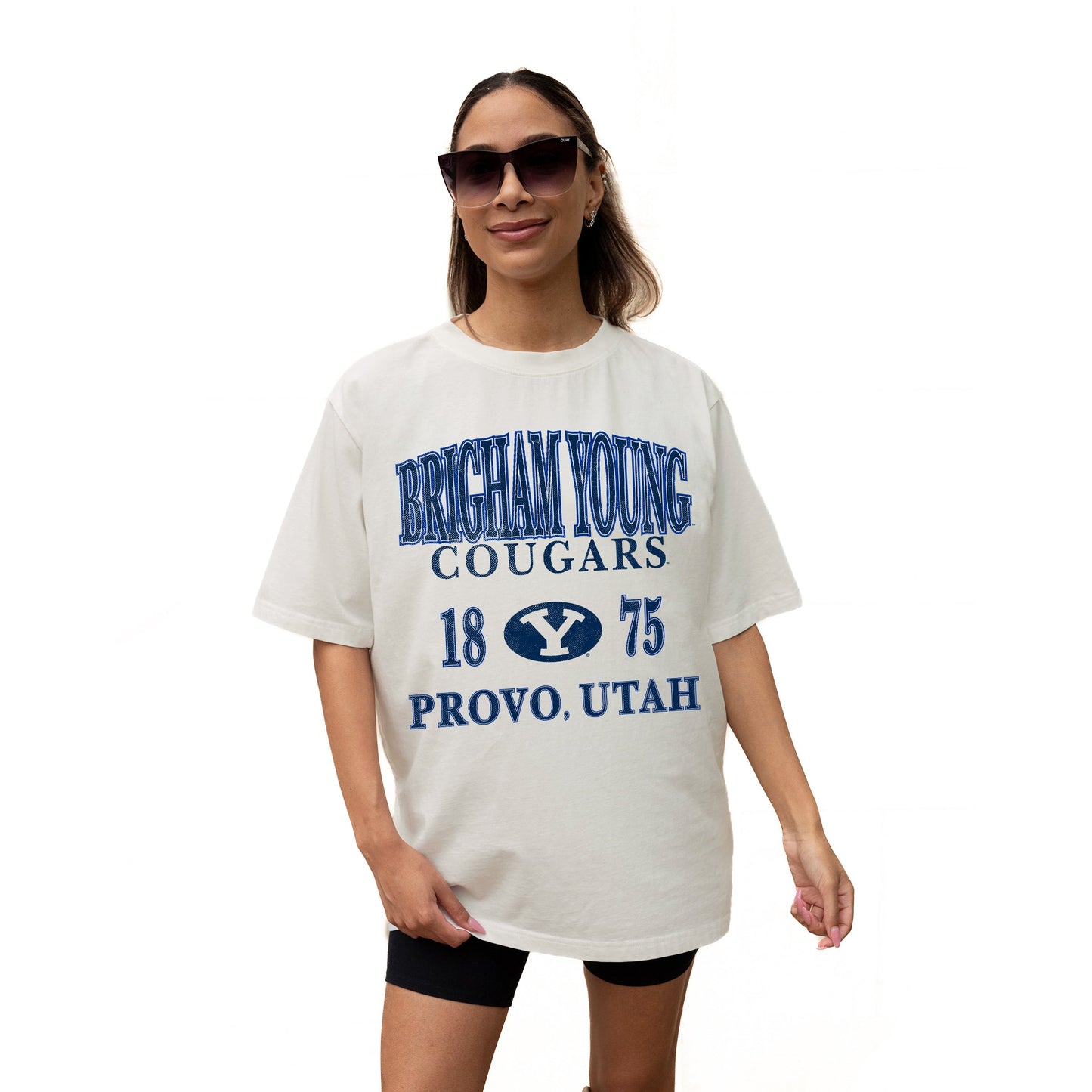 BYU COUGARS UNITY RELAXED FIT SHORT SLEEVE CLASSIC CREWNECK TEE WITH RIBBED NECKLINE