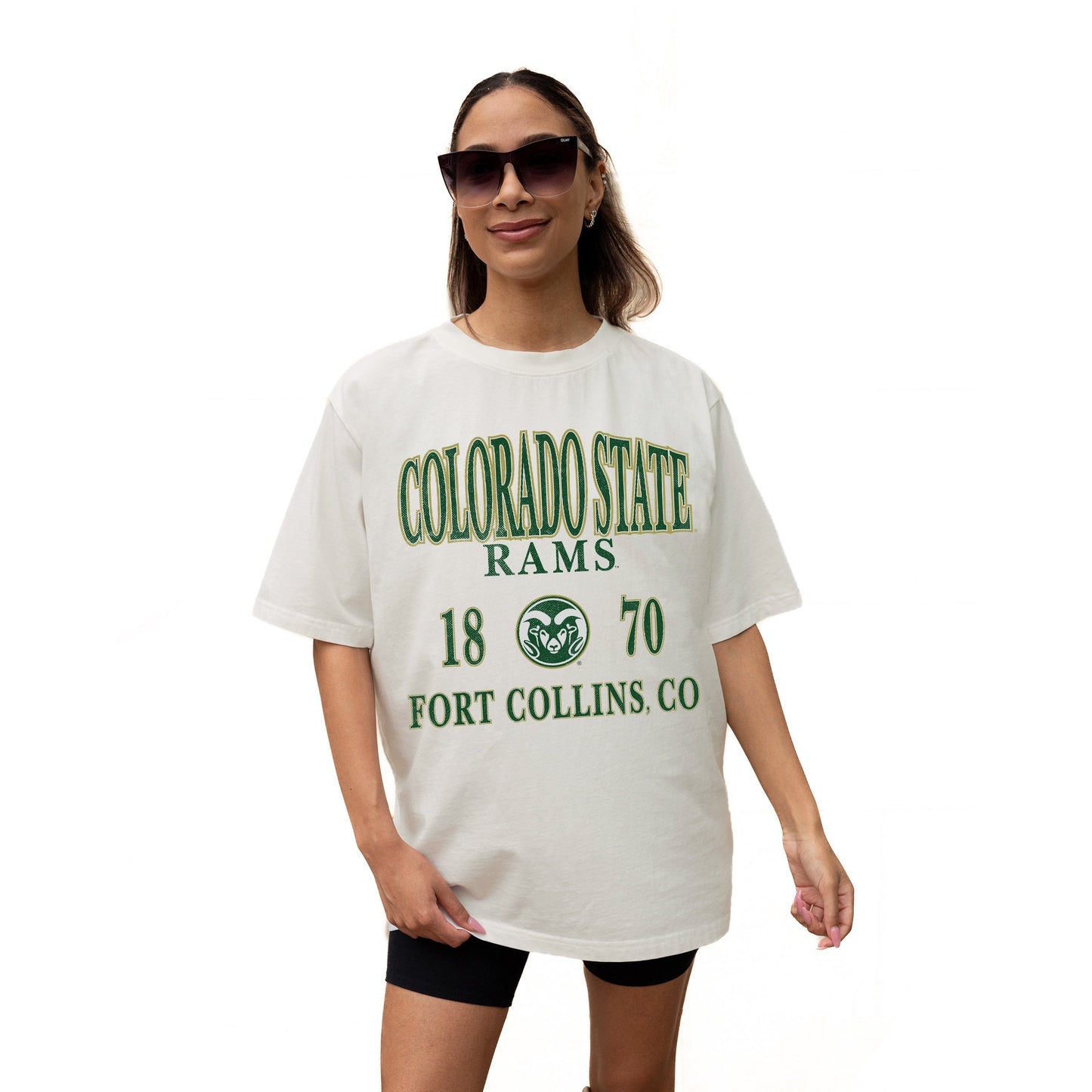 COLORADO STATE RAMS UNITY RELAXED FIT SHORT SLEEVE CLASSIC CREWNECK TEE WITH RIBBED NECKLINE