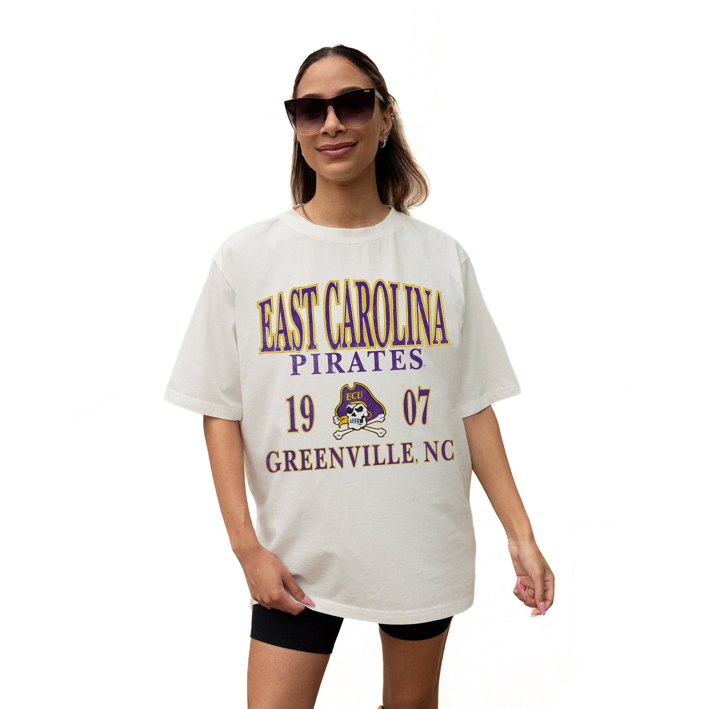 EAST CAROLINA PIRATES UNITY RELAXED FIT SHORT SLEEVE CLASSIC CREWNECK TEE WITH RIBBED NECKLINE
