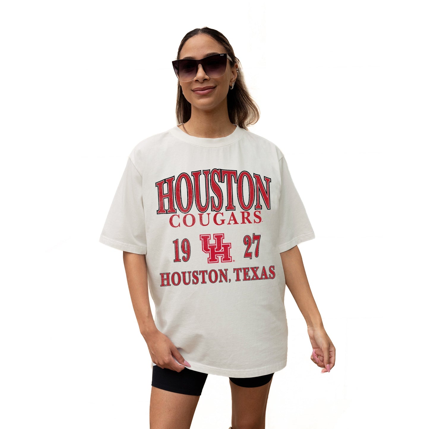 HOUSTON COUGARS UNITY RELAXED FIT SHORT SLEEVE CLASSIC CREWNECK TEE WITH RIBBED NECKLINE