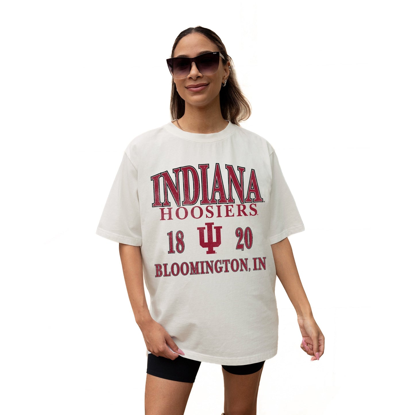 INDIANA HOOSIERS UNITY RELAXED FIT SHORT SLEEVE CLASSIC CREWNECK TEE WITH RIBBED NECKLINE
