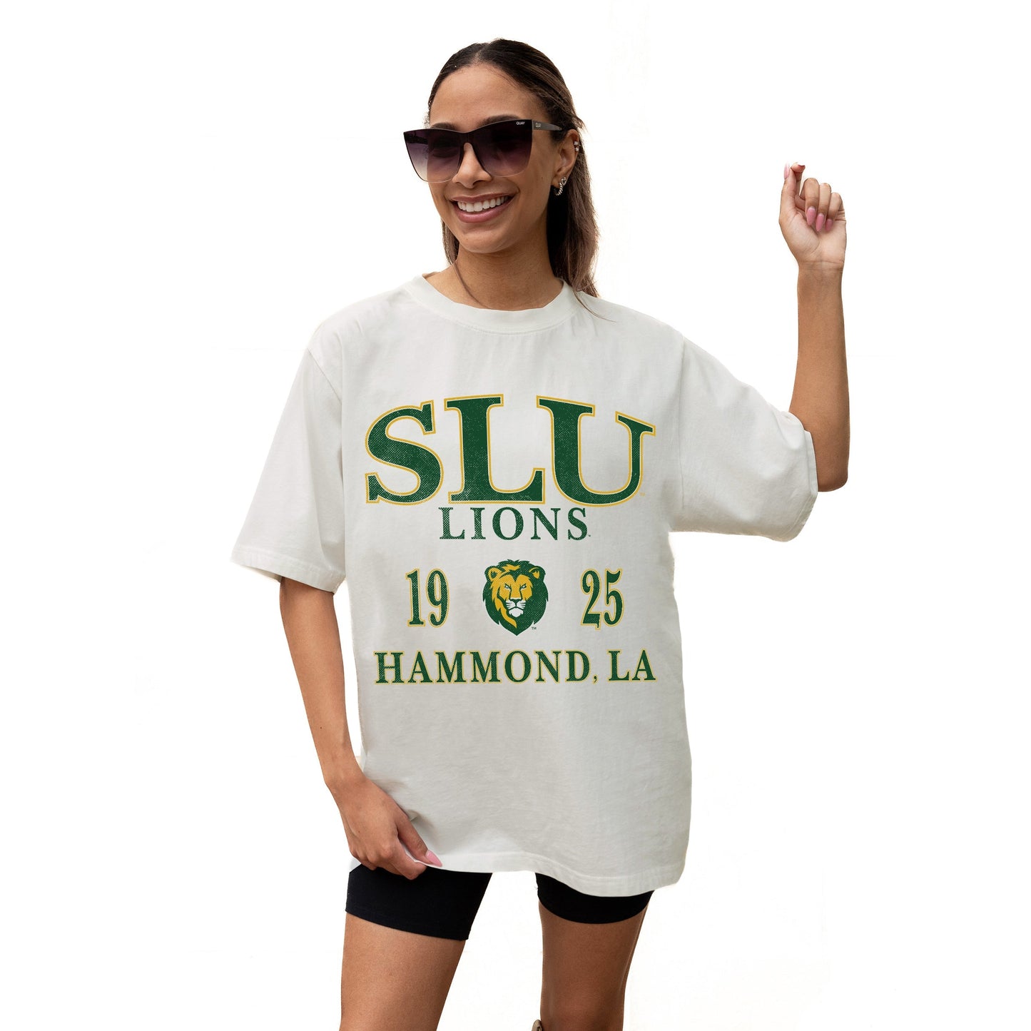 SOUTHEASTERN LOUISIANA LIONS UNITY RELAXED FIT SHORT SLEEVE CLASSIC CREWNECK TEE WITH RIBBED NECKLINE