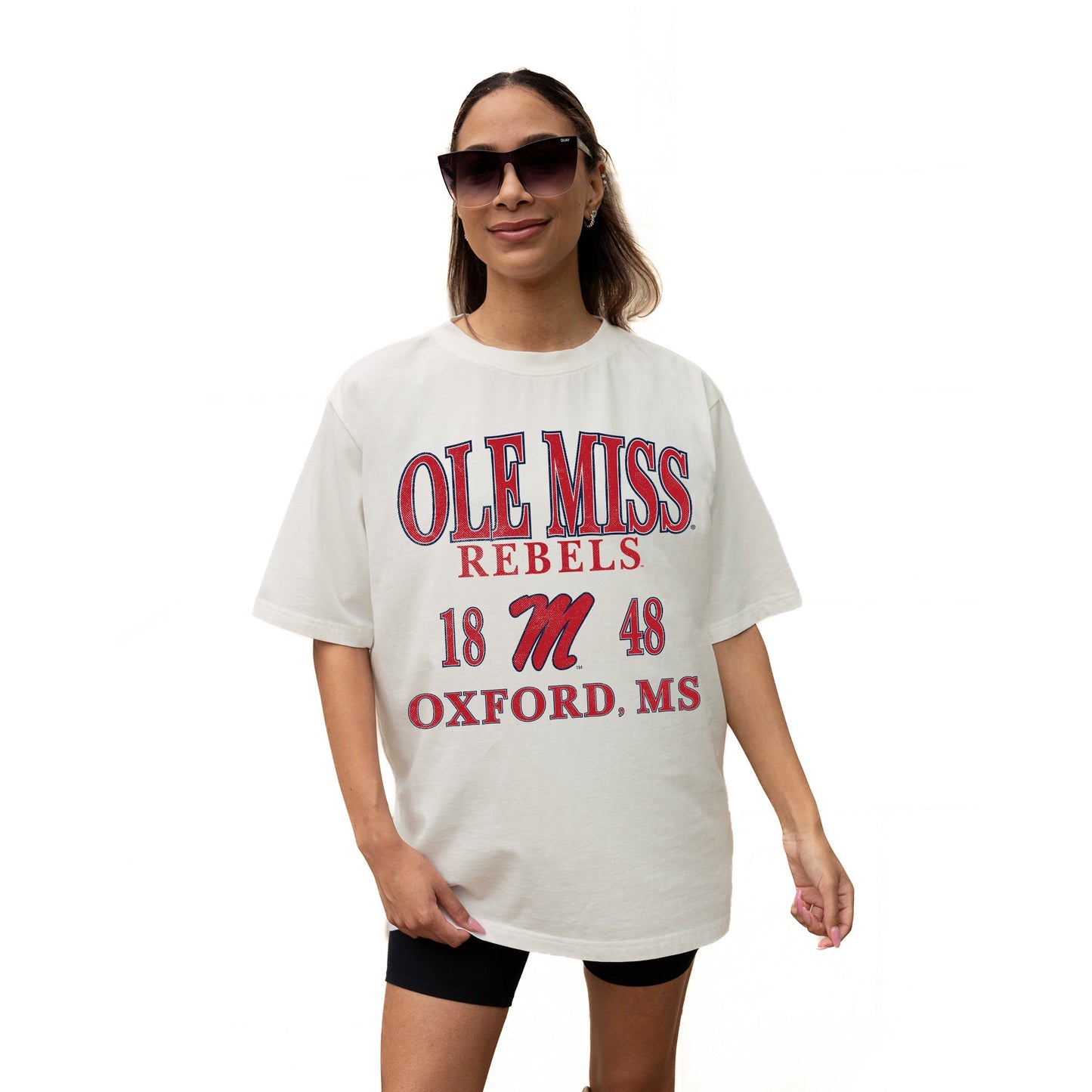 OLE MISS REBELS UNITY RELAXED FIT SHORT SLEEVE CLASSIC CREWNECK TEE WITH RIBBED NECKLINE