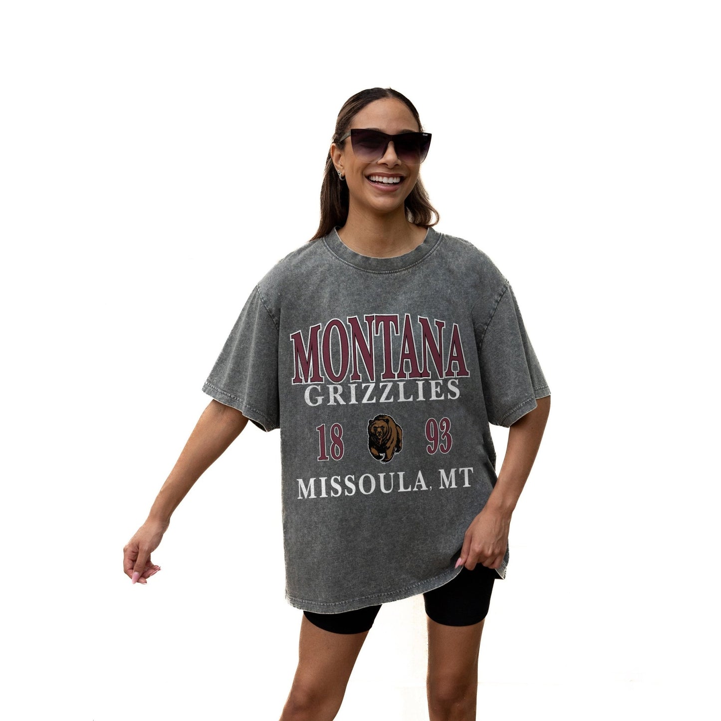 MONTANA GRIZZLIES THROWBACK RELAXED FIT SNOW WASH SHORT SLEEVE CLASSIC CREWNECK TEE WITH RIBBED NECKLINE - The Club