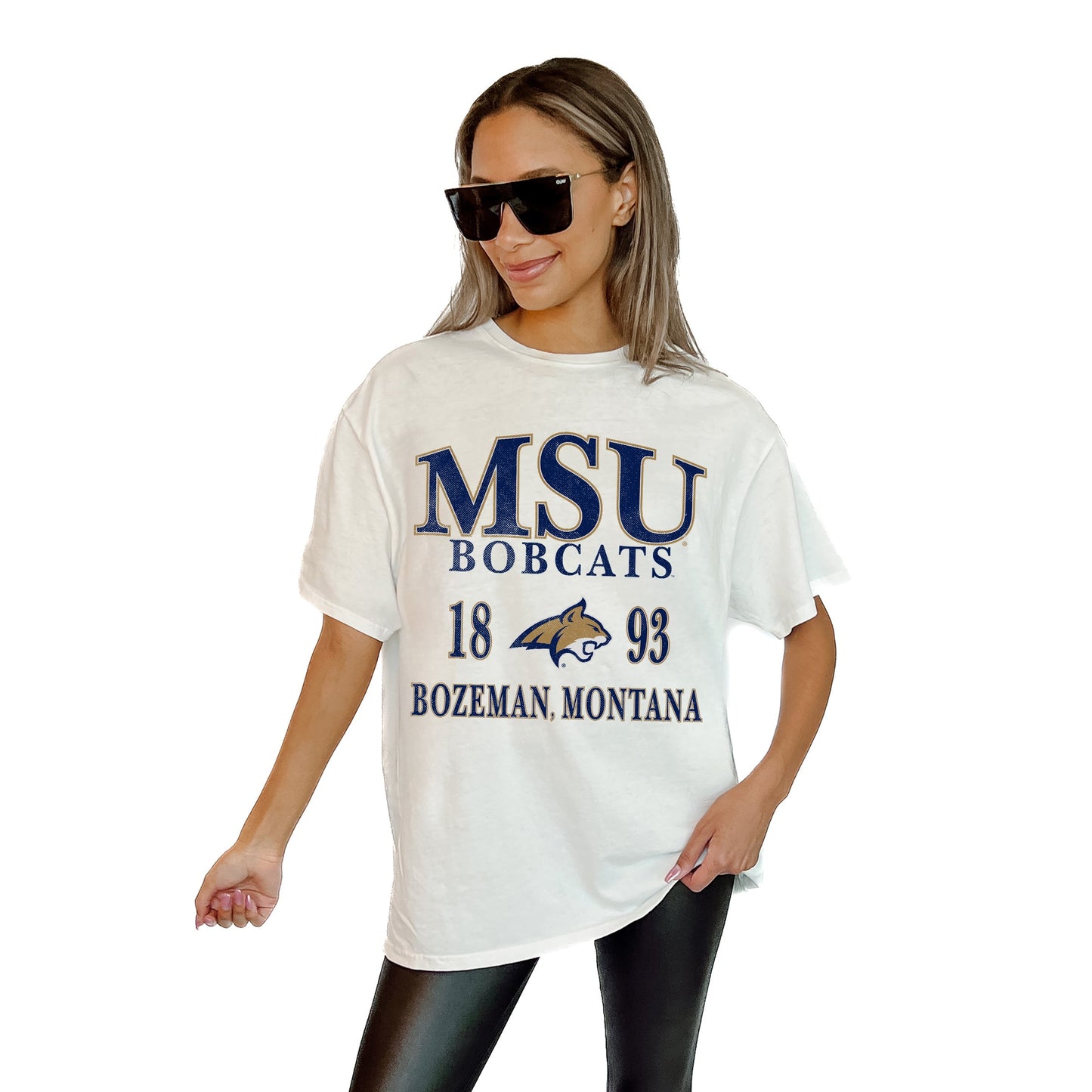 MONTANA STATE BOBCATS UNITY RELAXED FIT SHORT SLEEVE CLASSIC CREWNECK TEE WITH RIBBED NECKLINE