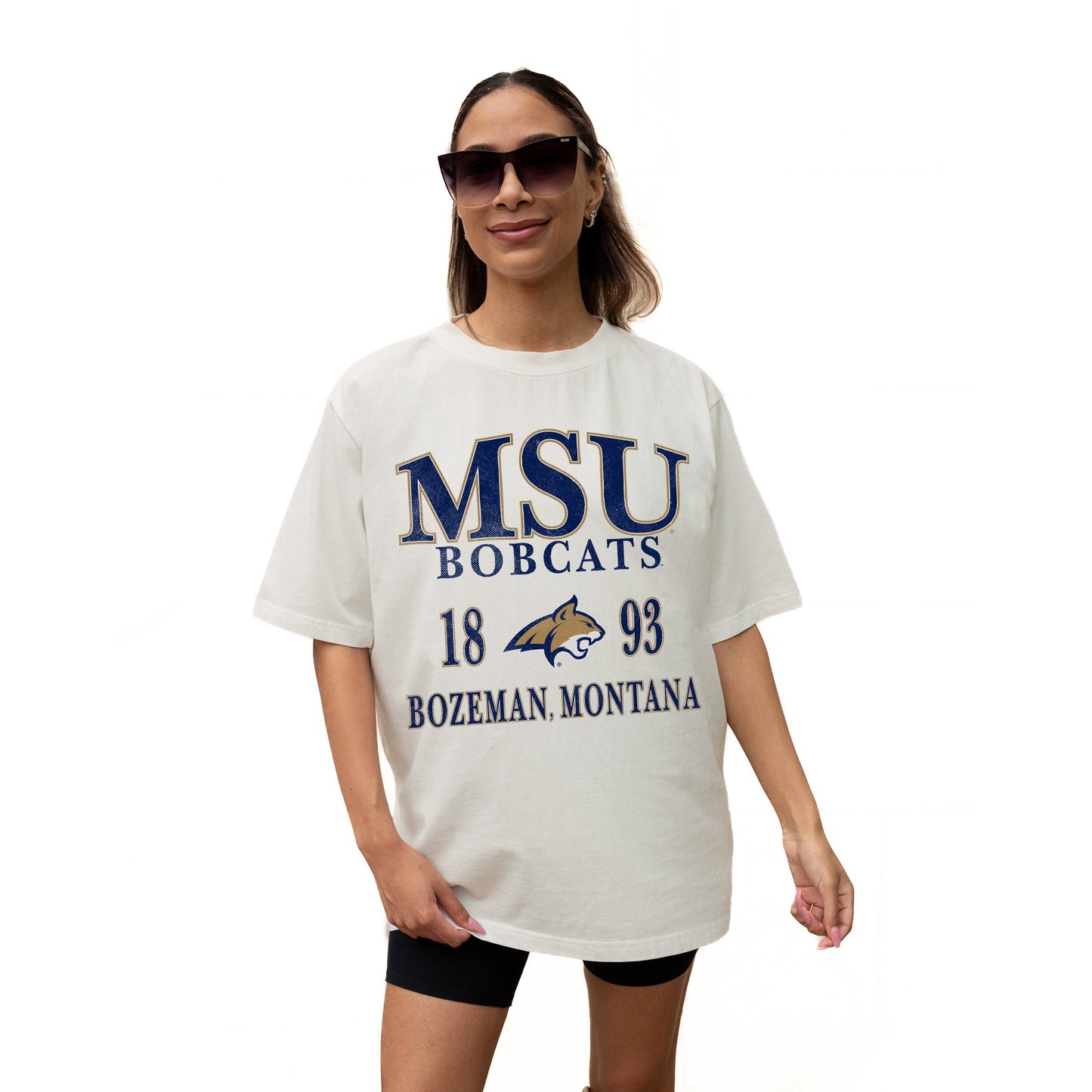 MONTANA STATE BOBCATS UNITY RELAXED FIT SHORT SLEEVE CLASSIC CREWNECK TEE WITH RIBBED NECKLINE