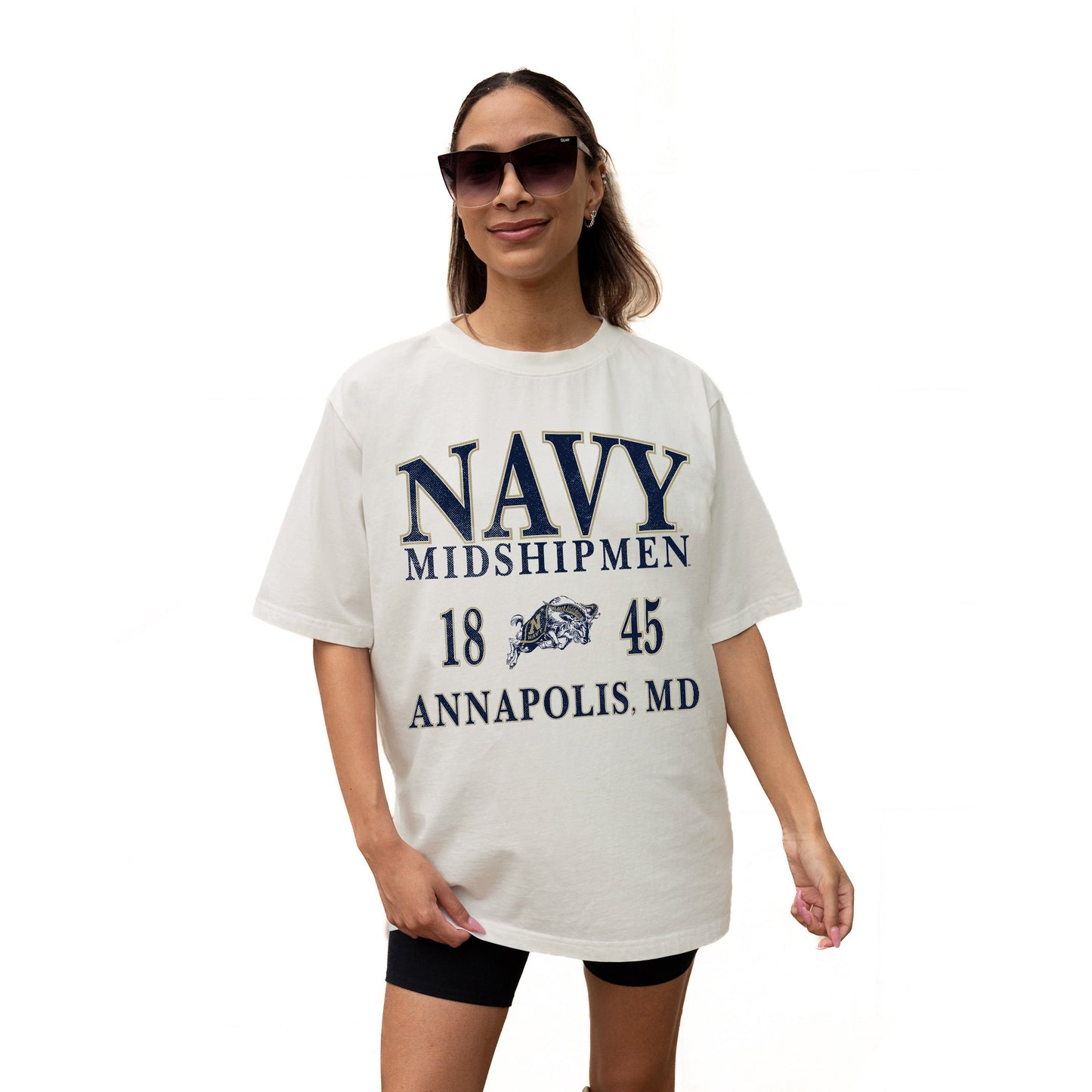 US NAVY MIDSHIPMEN UNITY RELAXED FIT SHORT SLEEVE CLASSIC CREWNECK TEE WITH RIBBED NECKLINE