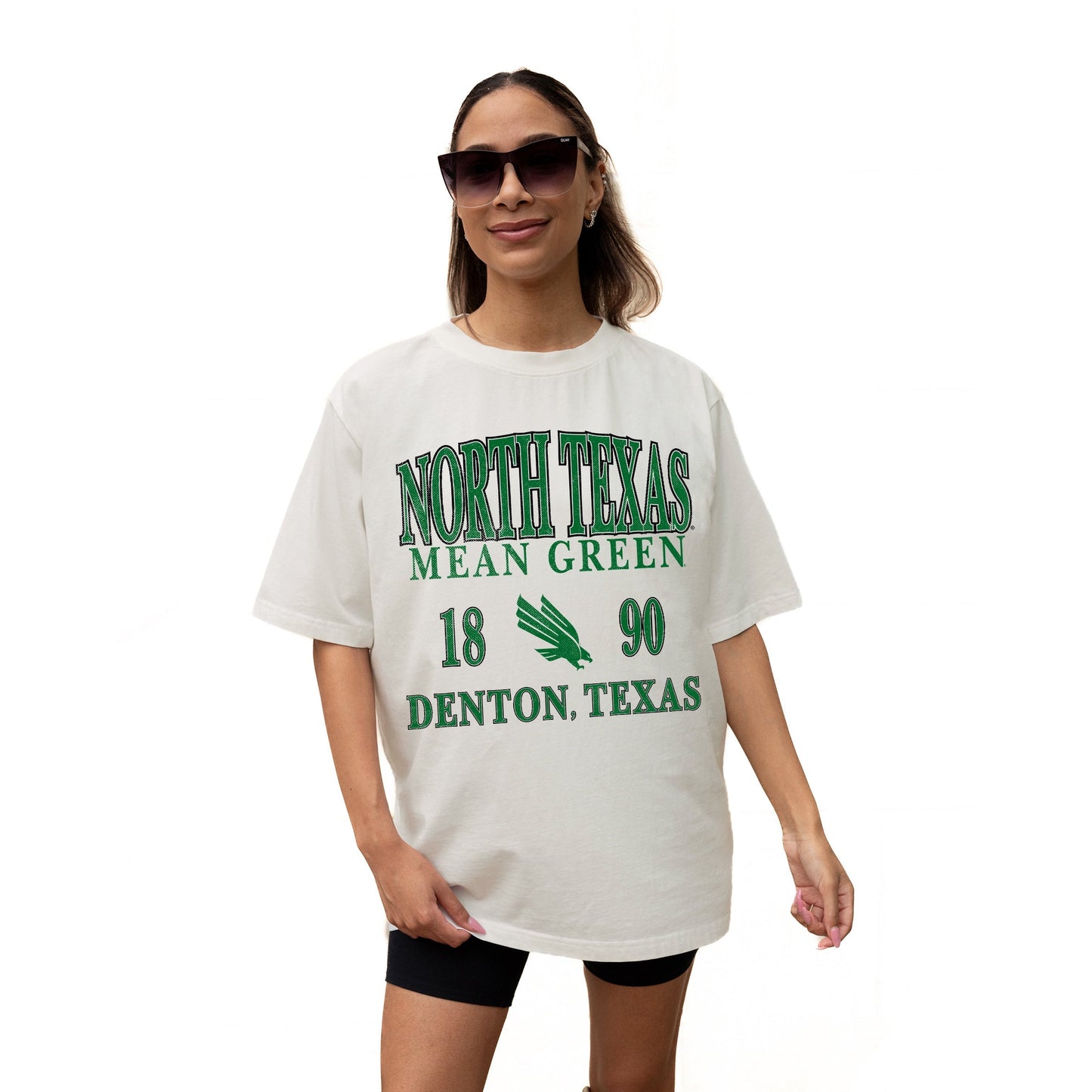 NORTH TEXAS MEAN GREEN UNITY RELAXED FIT SHORT SLEEVE CLASSIC CREWNECK TEE WITH RIBBED NECKLINE