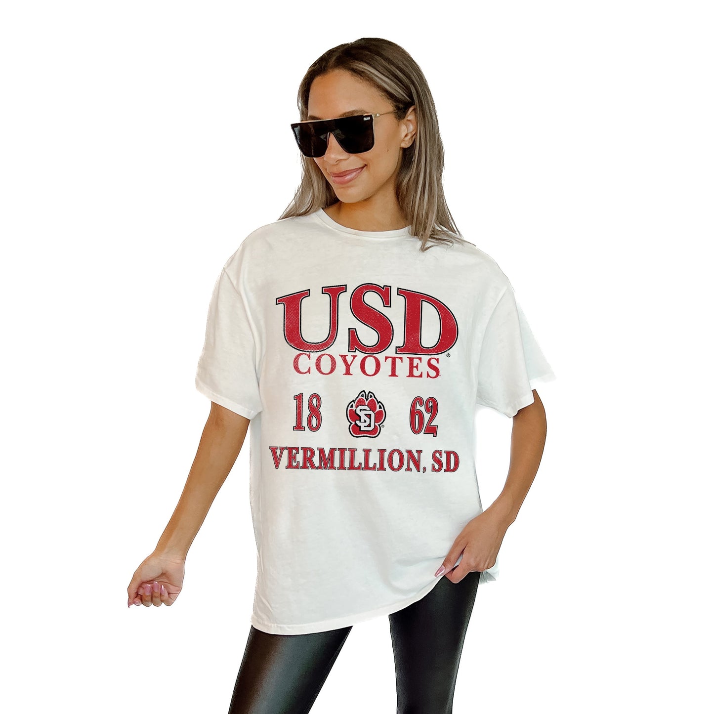 SOUTH DAKOTA COYOTES UNITY RELAXED FIT SHORT SLEEVE CLASSIC CREWNECK TEE WITH RIBBED NECKLINE