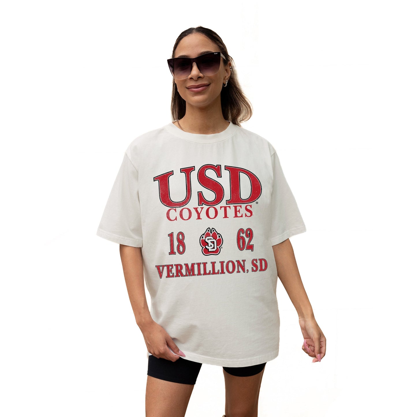 SOUTH DAKOTA COYOTES UNITY RELAXED FIT SHORT SLEEVE CLASSIC CREWNECK TEE WITH RIBBED NECKLINE