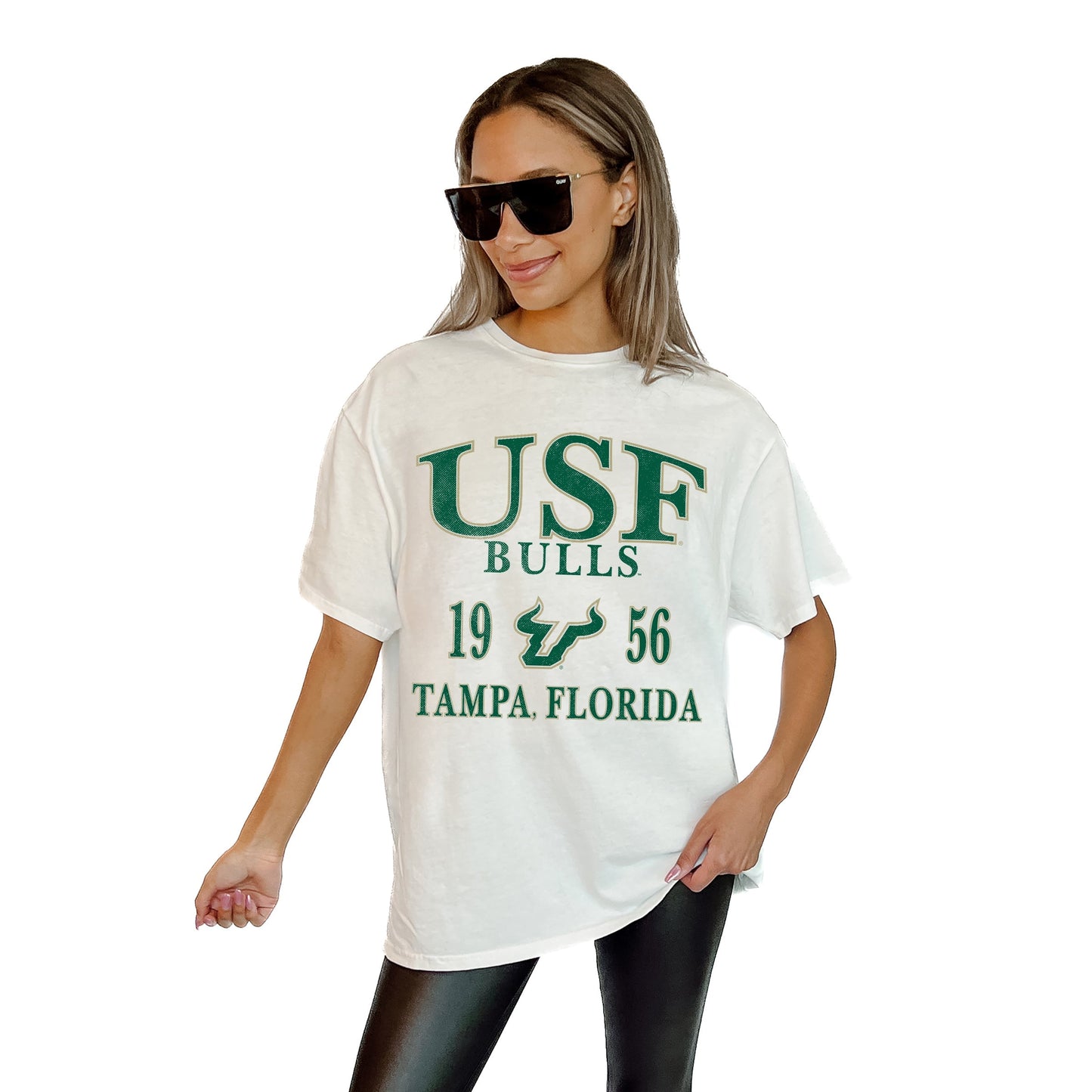 SOUTH FLORIDA BULLS UNITY RELAXED FIT SHORT SLEEVE CLASSIC CREWNECK TEE WITH RIBBED NECKLINE