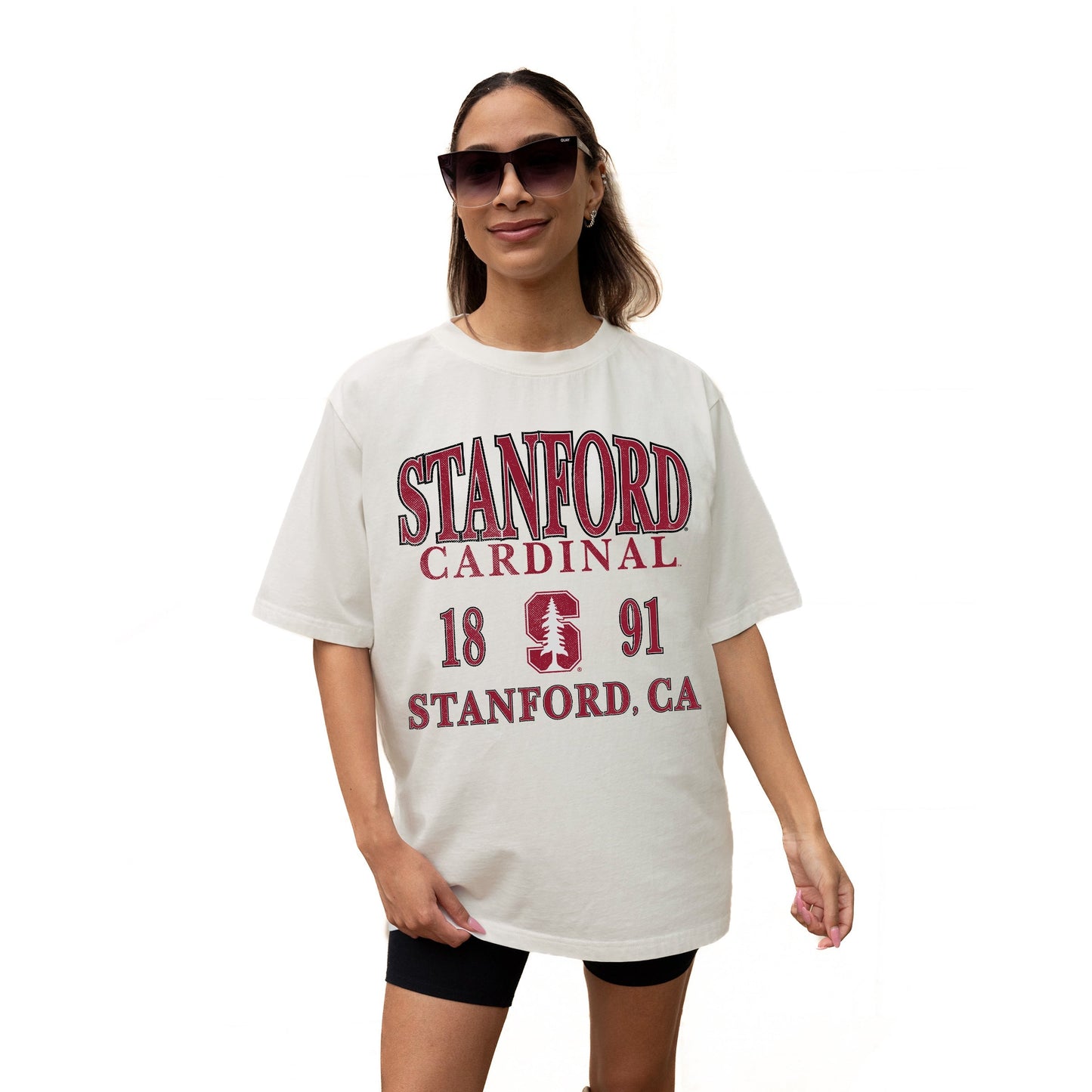 STANFORD CARDINAL UNITY RELAXED FIT SHORT SLEEVE CLASSIC CREWNECK TEE WITH RIBBED NECKLINE