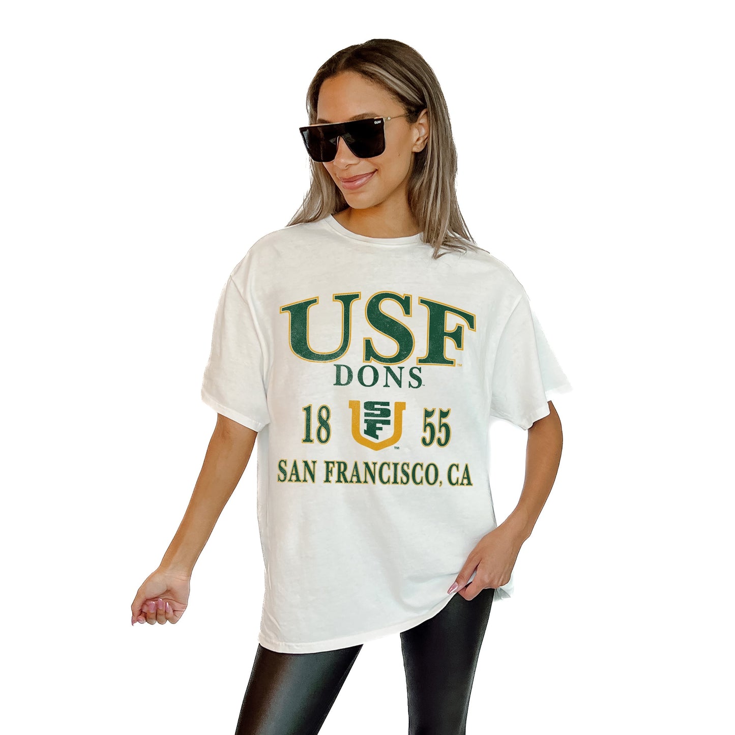 SAN FRANCISCO DONS UNITY RELAXED FIT SHORT SLEEVE CLASSIC CREWNECK TEE WITH RIBBED NECKLINE
