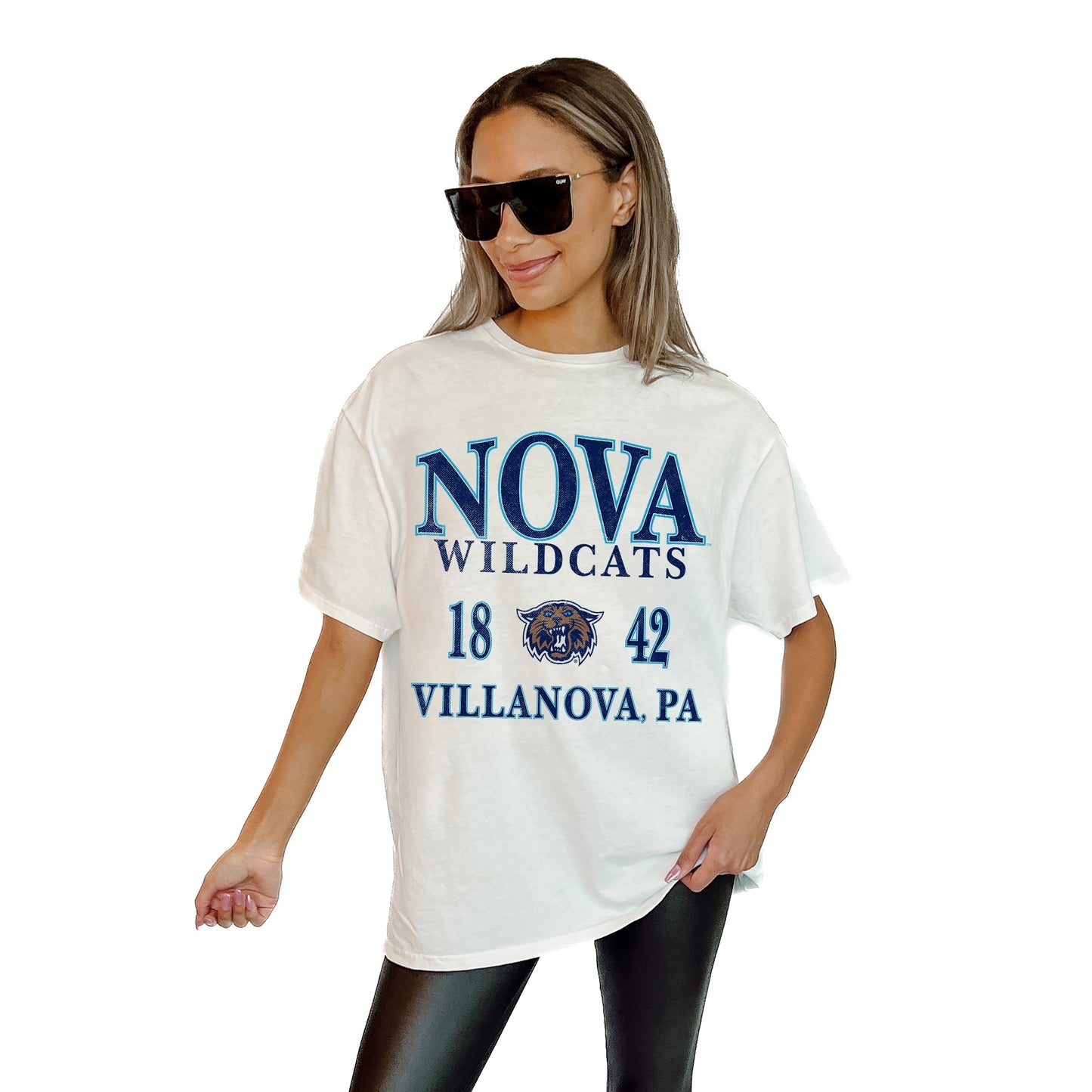 VILLANOVA WILDCATS UNITY RELAXED FIT SHORT SLEEVE CLASSIC CREWNECK TEE WITH RIBBED NECKLINE