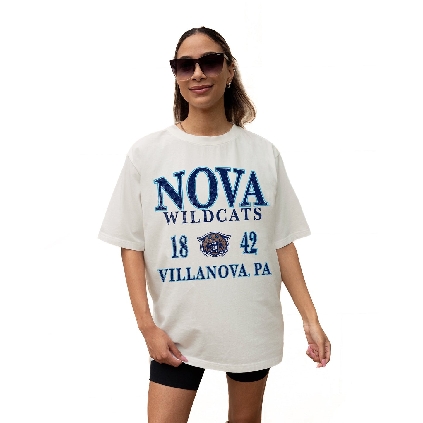 VILLANOVA WILDCATS UNITY RELAXED FIT SHORT SLEEVE CLASSIC CREWNECK TEE WITH RIBBED NECKLINE