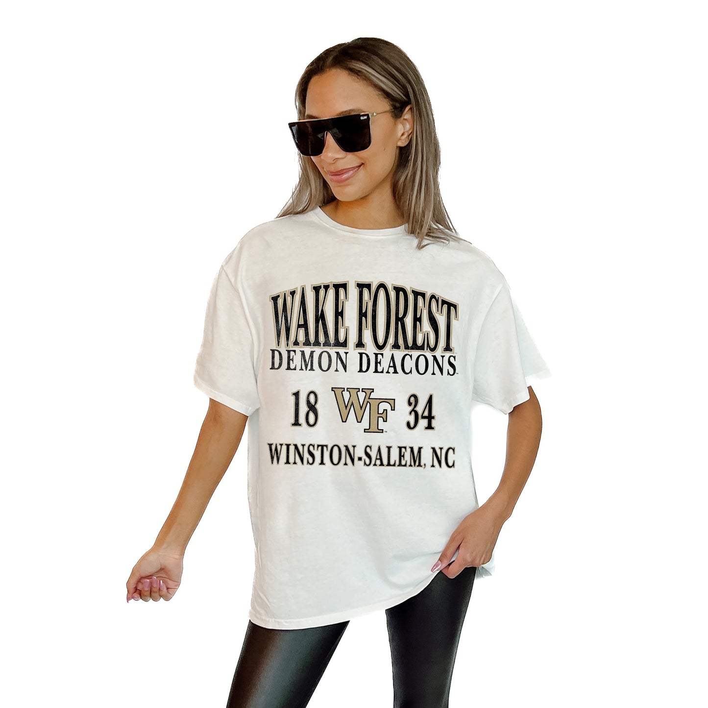 WAKE FOREST DEMON DEACONS UNITY RELAXED FIT SHORT SLEEVE CLASSIC CREWNECK TEE WITH RIBBED NECKLINE