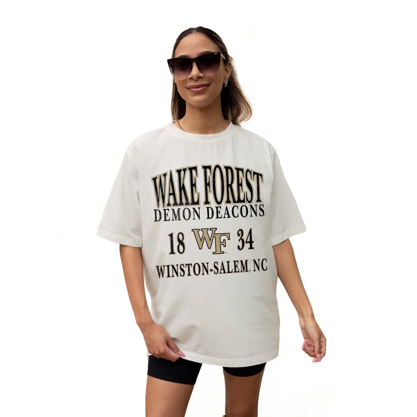 WAKE FOREST DEMON DEACONS UNITY RELAXED FIT SHORT SLEEVE CLASSIC CREWNECK TEE WITH RIBBED NECKLINE