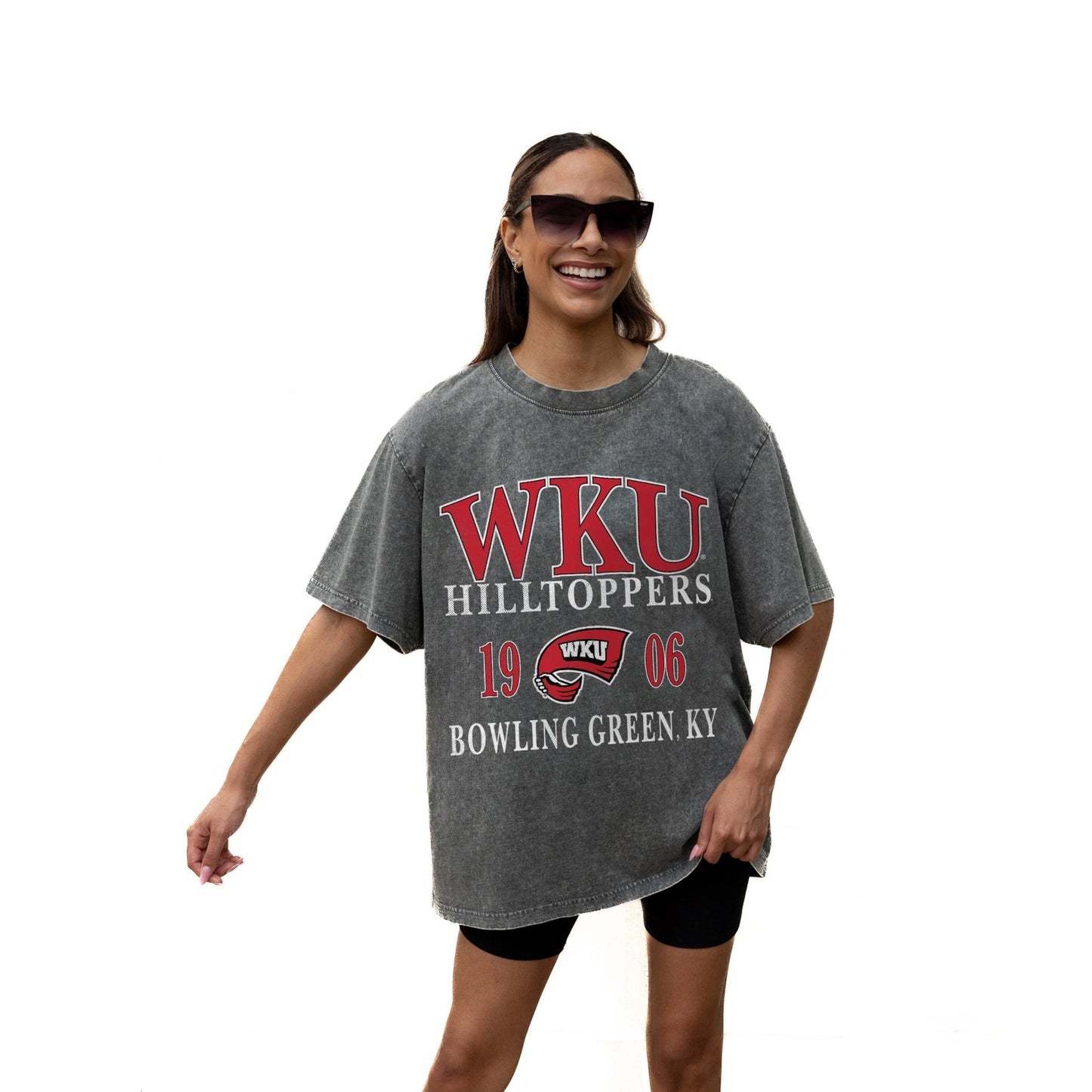 WESTERN KENTUCKY HILLTOPPERS THROWBACK RELAXED FIT SNOW WASH SHORT SLEEVE CLASSIC CREWNECK TEE WITH RIBBED NECKLINE - The Club