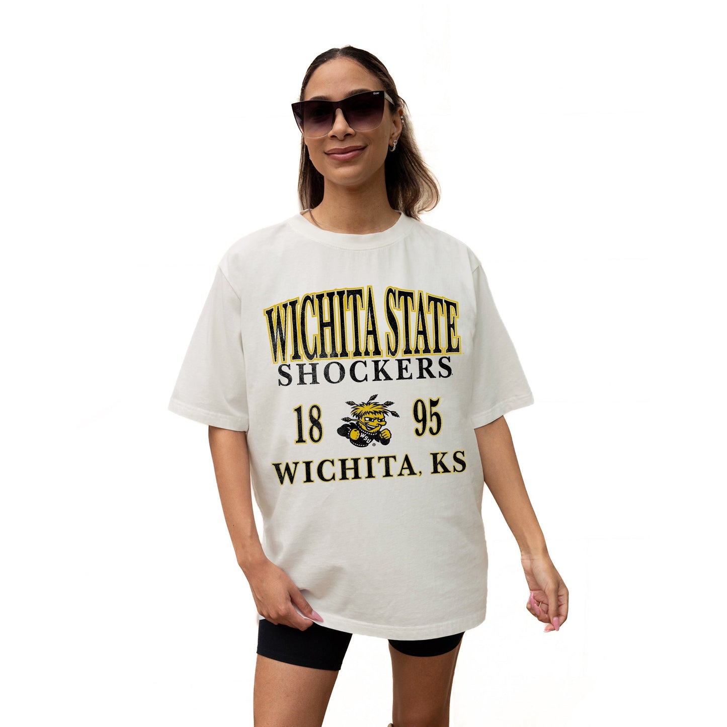 WICHITA STATE SHOCKERS UNITY RELAXED FIT SHORT SLEEVE CLASSIC CREWNECK TEE WITH RIBBED NECKLINE
