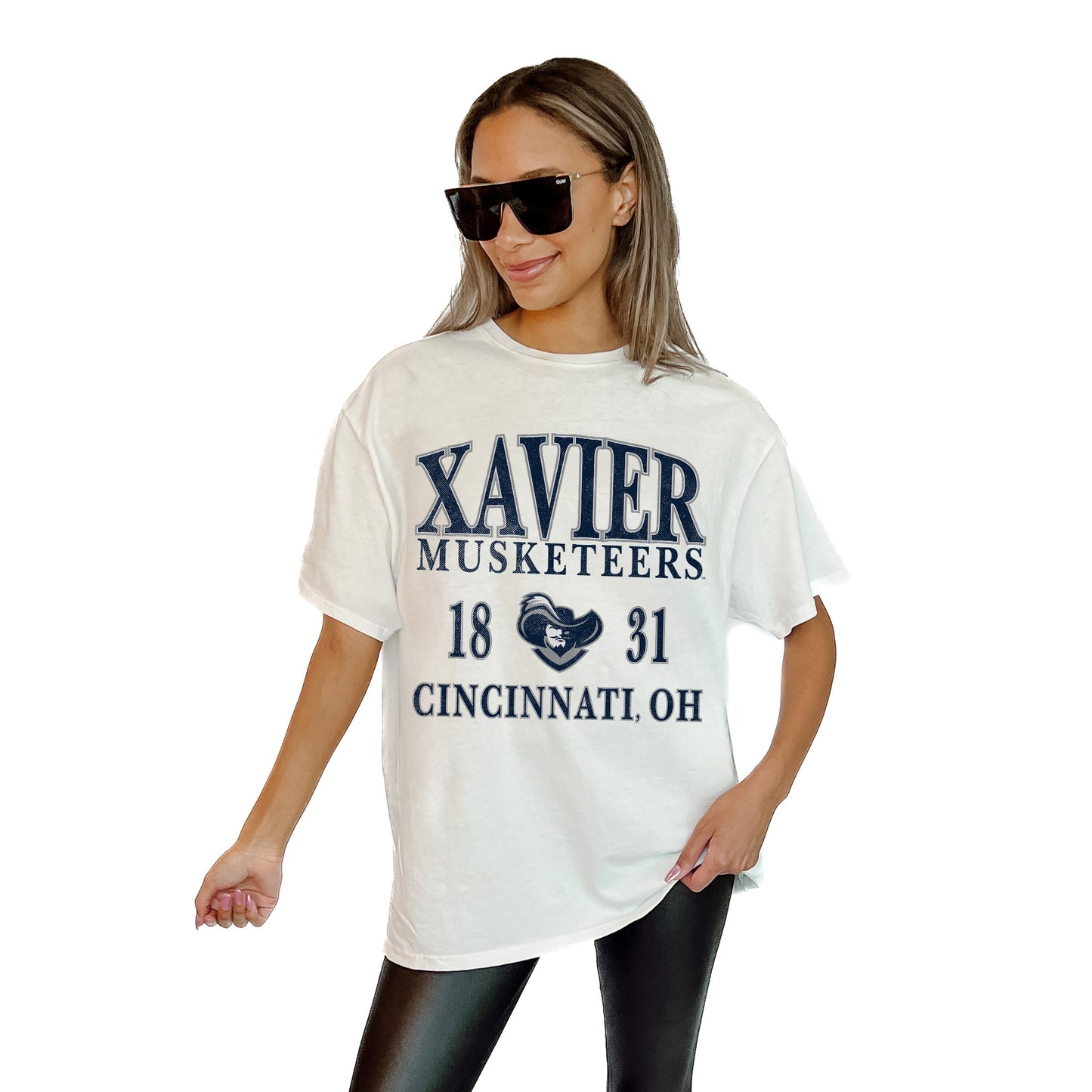 XAVIER MUSKETEERS UNITY RELAXED FIT SHORT SLEEVE CLASSIC CREWNECK TEE WITH RIBBED NECKLINE
