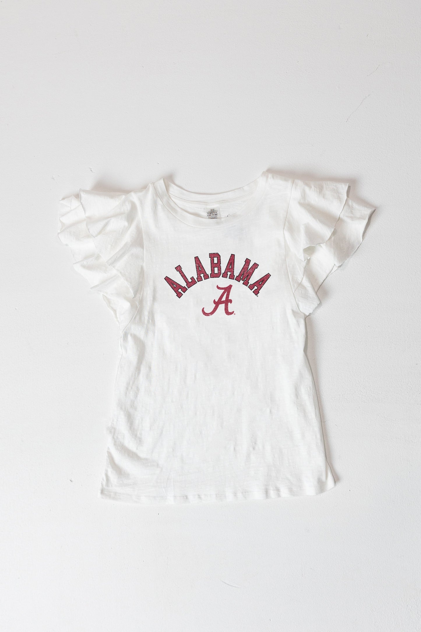 ALABAMA CRIMSON TIDE ALL IN TO WIN FLUTTER SLEEVE CREWNECK TOP