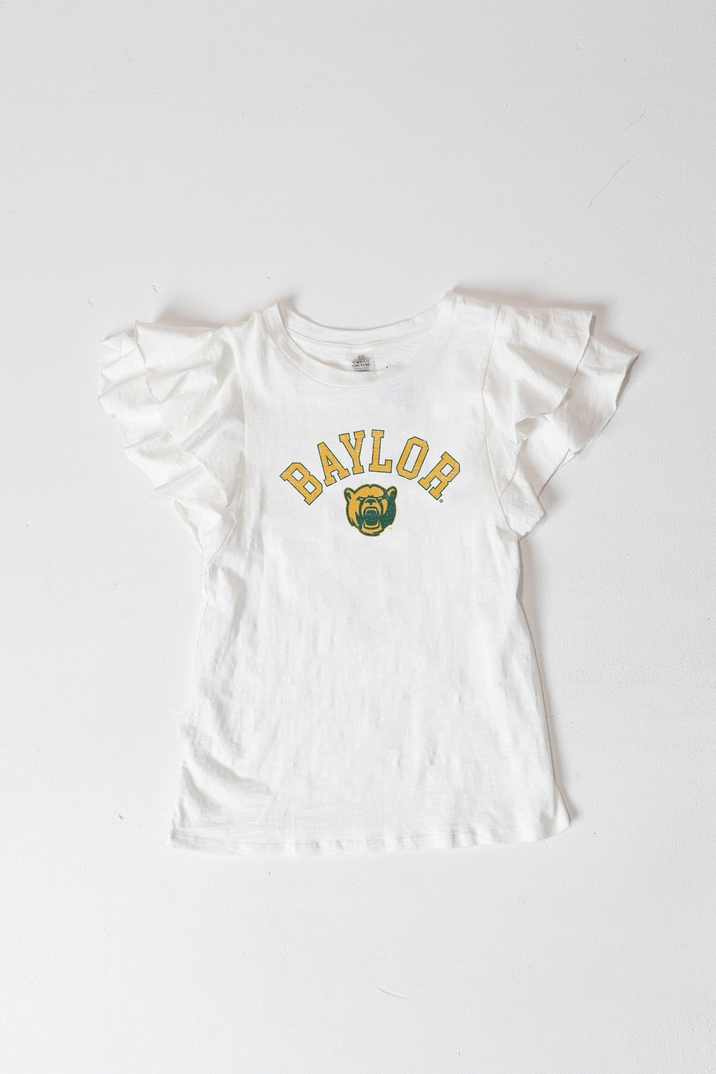 BAYLOR BEARS ALL IN TO WIN FLUTTER SLEEVE CREWNECK TOP