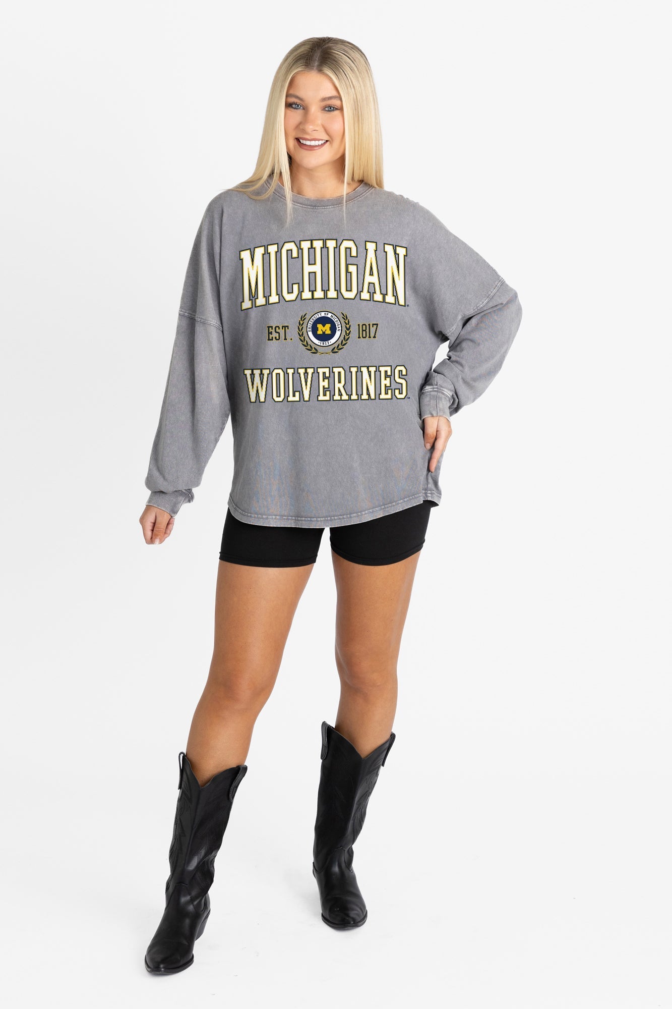 MICHIGAN WOLVERINES FINAL SCORE FADED WASH PULLOVER