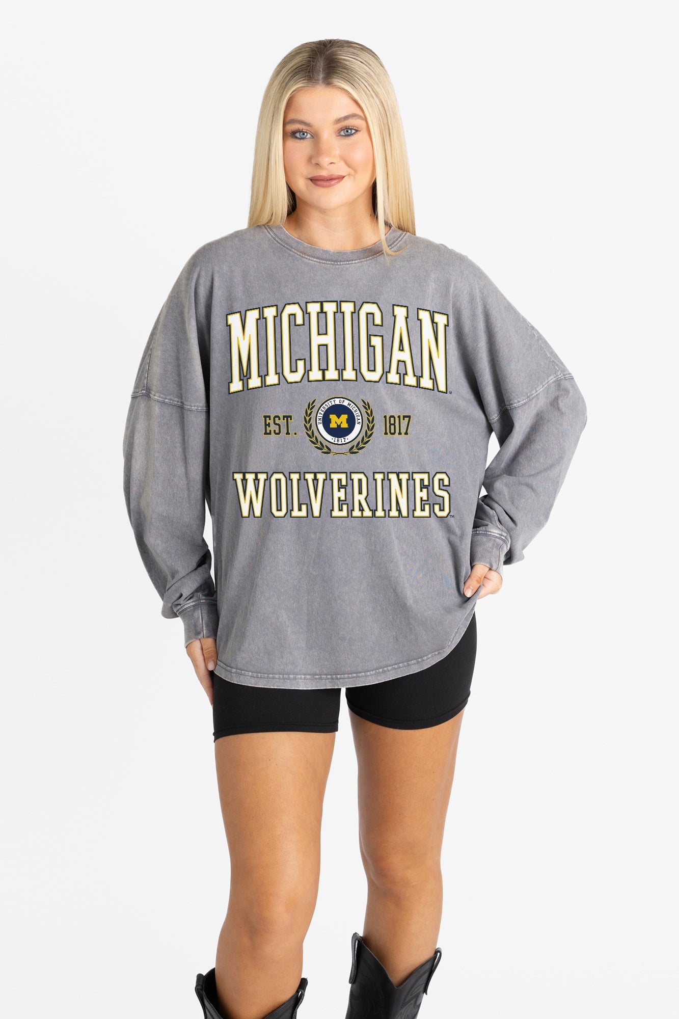 MICHIGAN WOLVERINES FINAL SCORE FADED WASH PULLOVER