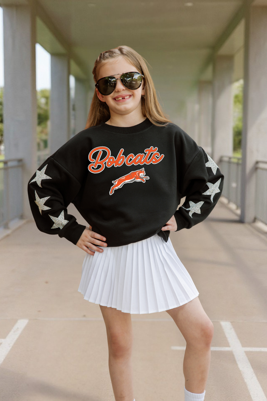 CELINA BOBCATS YOUTH EMBELLISHED STAR SLEEVE CREWNECK SWEATSHIRT