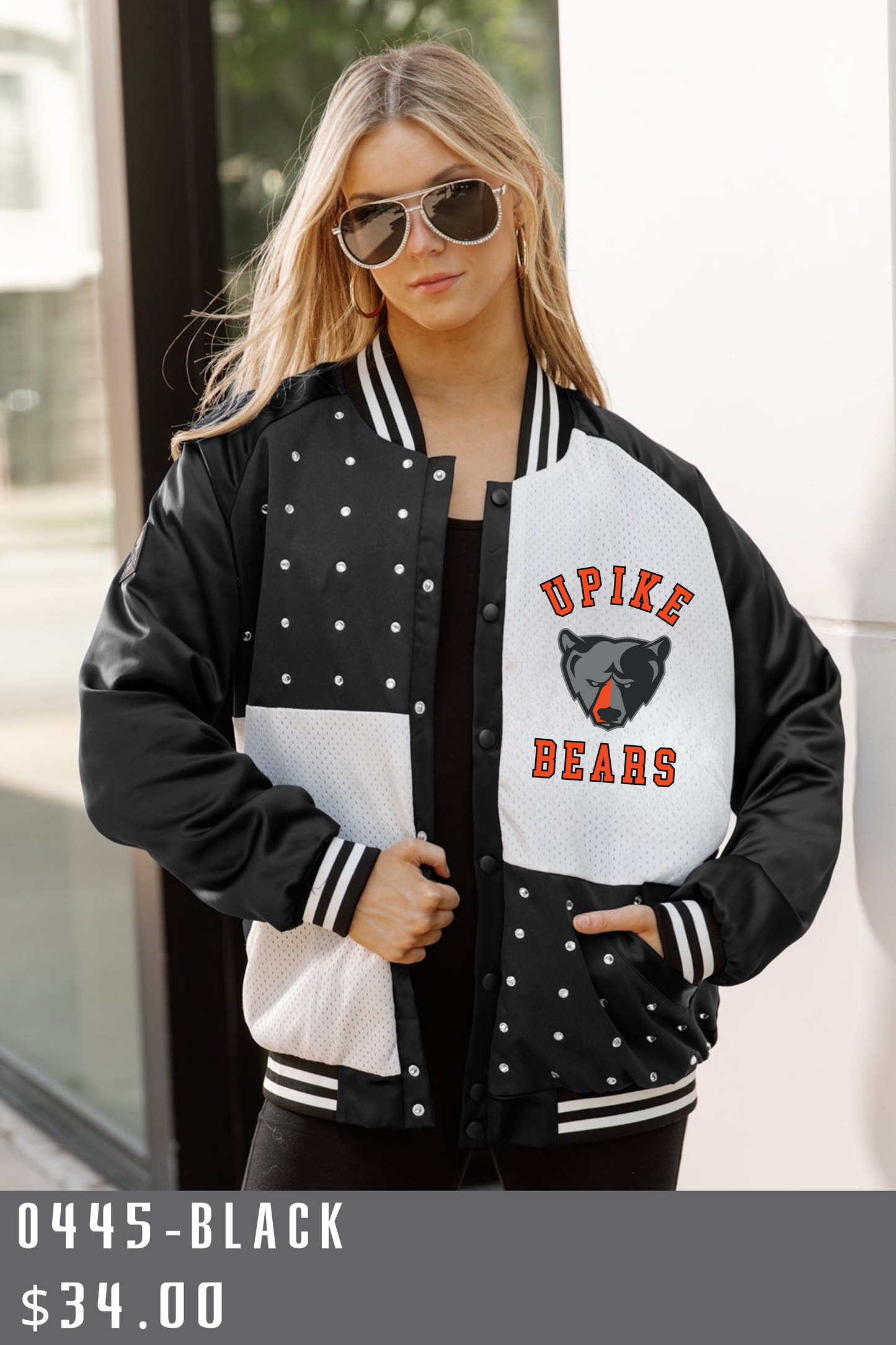 PIKEVILLE BEARS MESH & RHINESTONE VARISTY JACKET