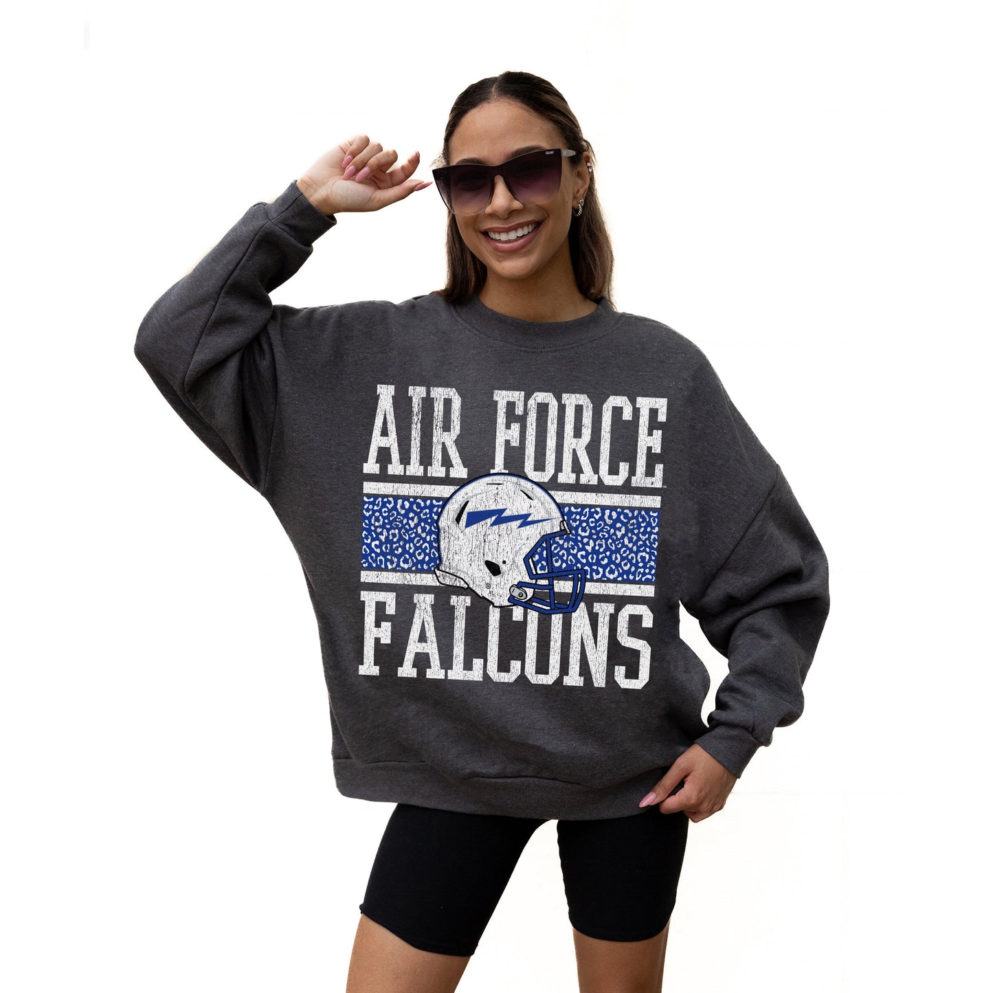 AIR FORCE FALCONS WILD TAILGATE LONG SLEEVE UNISEX FIT PREMIUM FLEECE CREWNECK SWEATSHIRT WITH RIBBED KNIT NECKLINE, WRIST, AND WAISTBAND