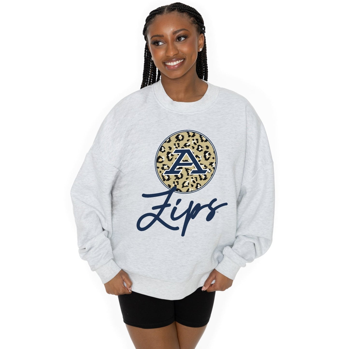 AKRON ZIPS GOING WILD LONG SLEEVE UNISEX FIT PREMIUM FLEECE CREWNECK SWEATSHIRT WITH RIBBED KNIT NECKLINE, WRIST, AND WAISTBAND - The Club