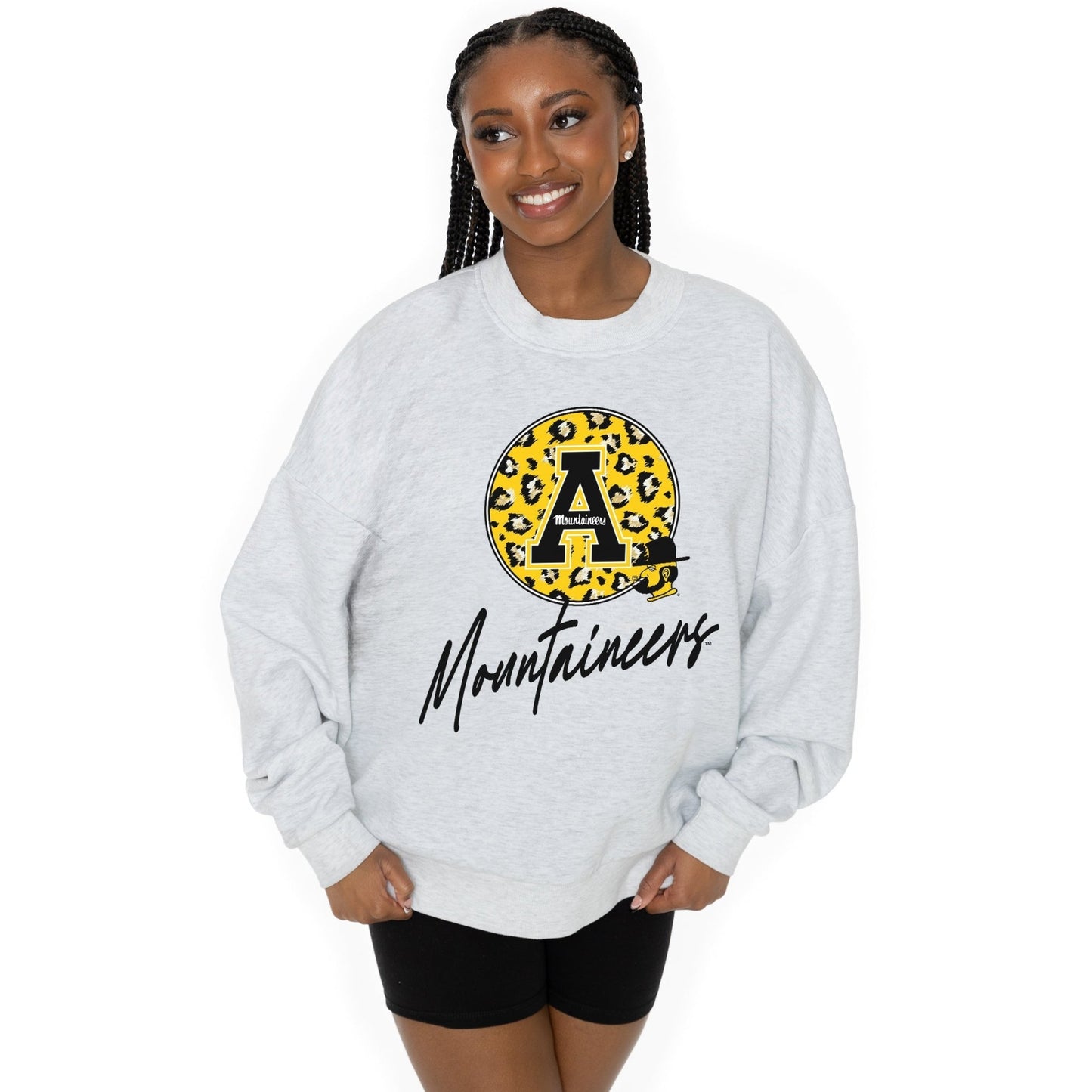 APPALACHIAN STATE MOUNTAINEERS GOING WILD LONG SLEEVE UNISEX FIT PREMIUM FLEECE CREWNECK SWEATSHIRT WITH RIBBED KNIT NECKLINE, WRIST, AND WAISTBAND - The Club