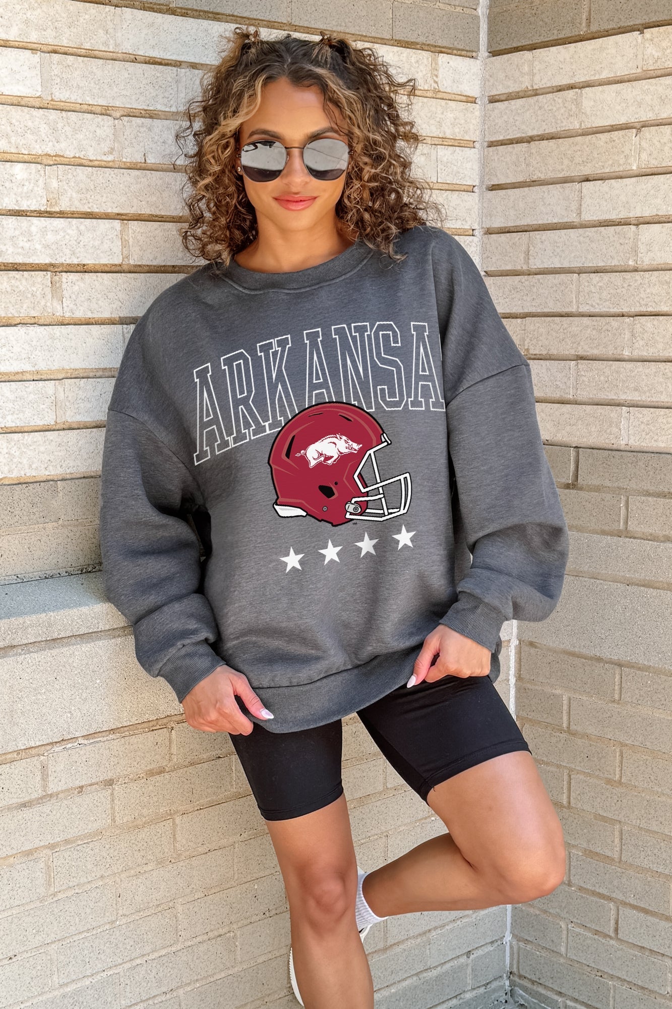 ARKANSAS RAZORBACKS RISING STAR PREMIUM FLEECE CREWNECK PULLOVER