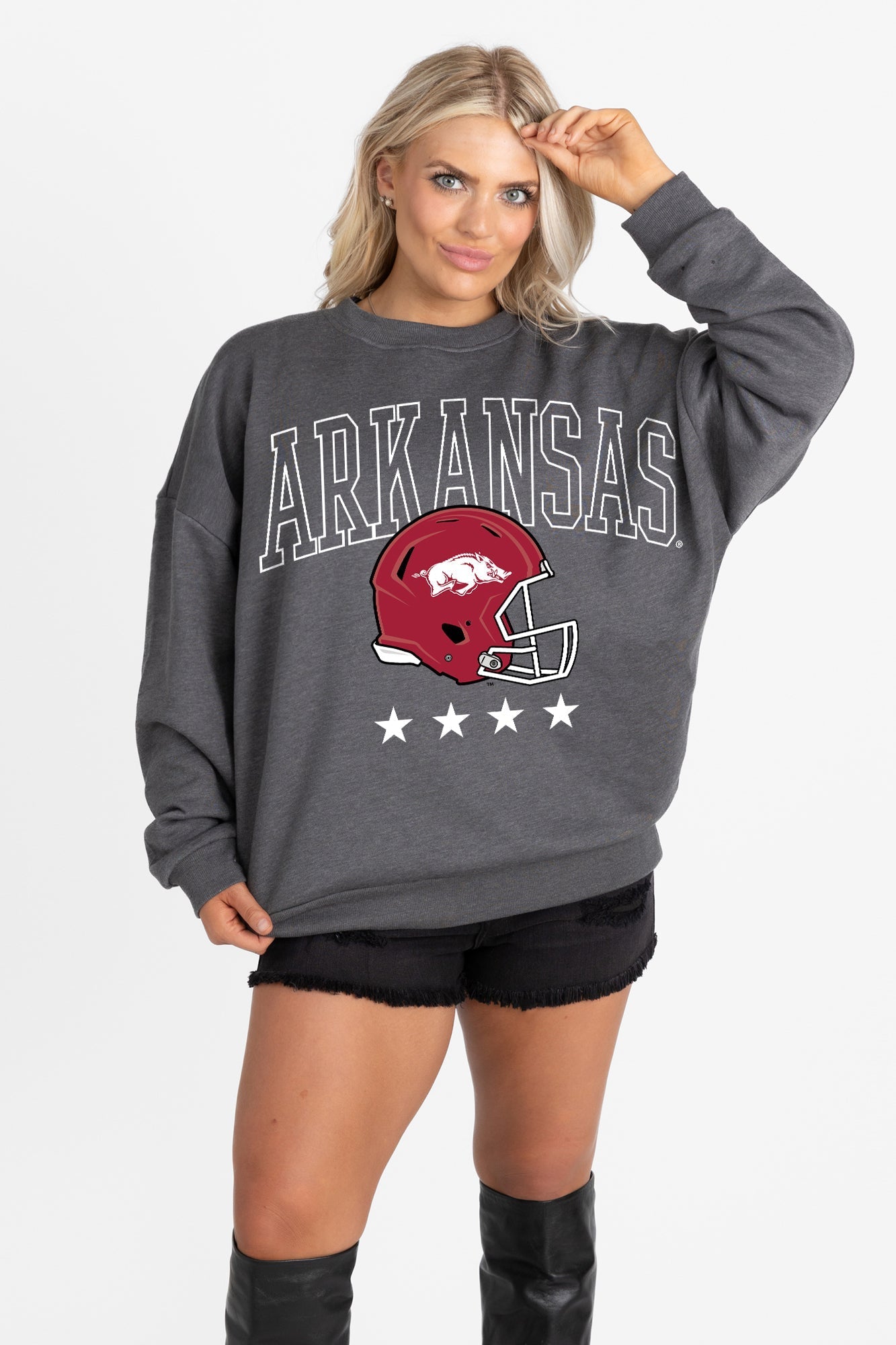 ARKANSAS RAZORBACKS RISING STAR PREMIUM FLEECE CREWNECK PULLOVER