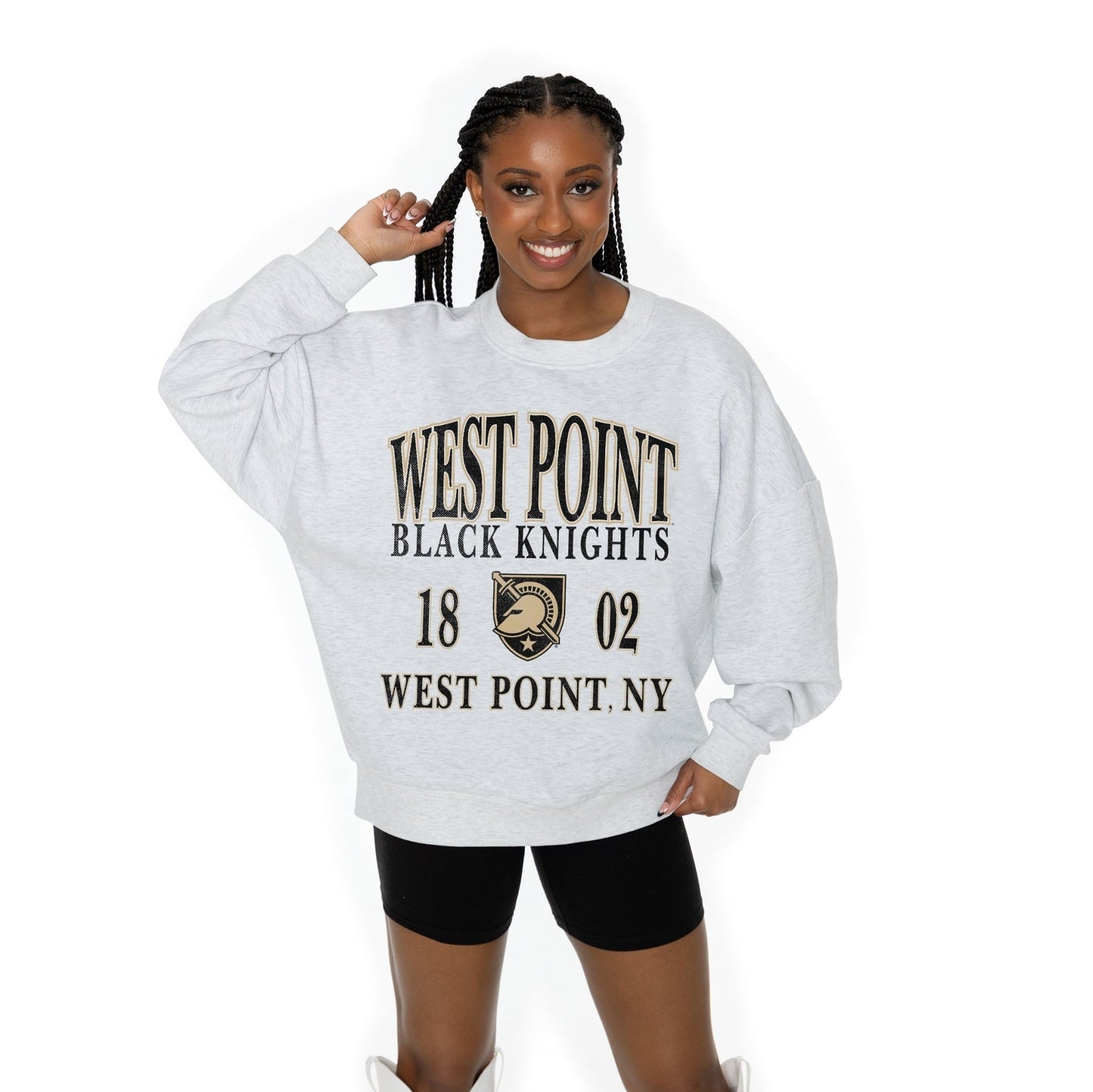ARMY BLACK KNIGHTS ALLEGIANCE LONG SLEEVE UNISEX FIT PREMIUM FLEECE CREWNECK SWEATSHIRT WITH RIBBED KNIT NECKLINE, WRIST, AND WAISTBAND - The Club