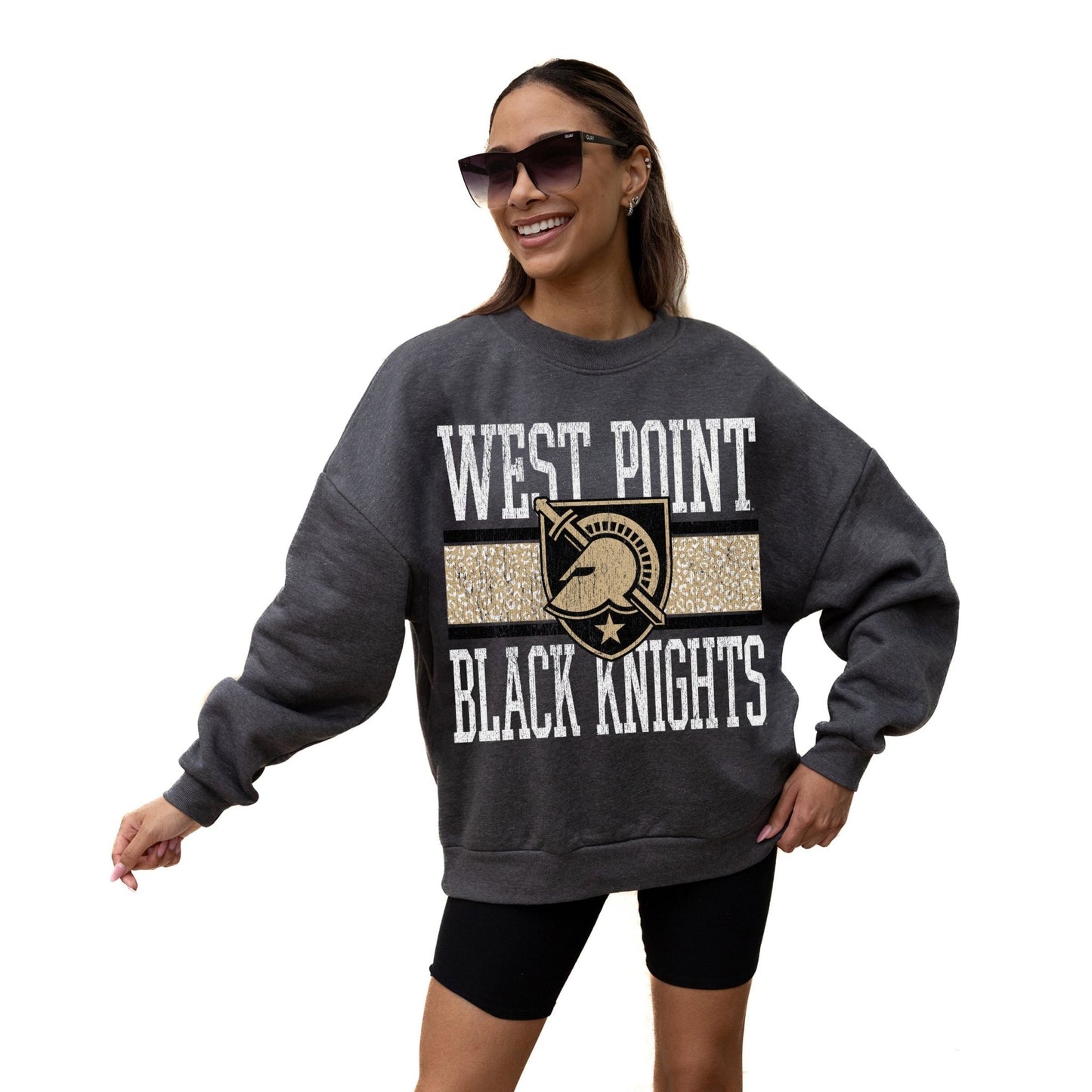 ARMY BLACK KNIGHTS WILD TAILGATE LONG SLEEVE UNISEX FIT PREMIUM FLEECE CREWNECK SWEATSHIRT WITH RIBBED KNIT NECKLINE, WRIST, AND WAISTBAND - The Club