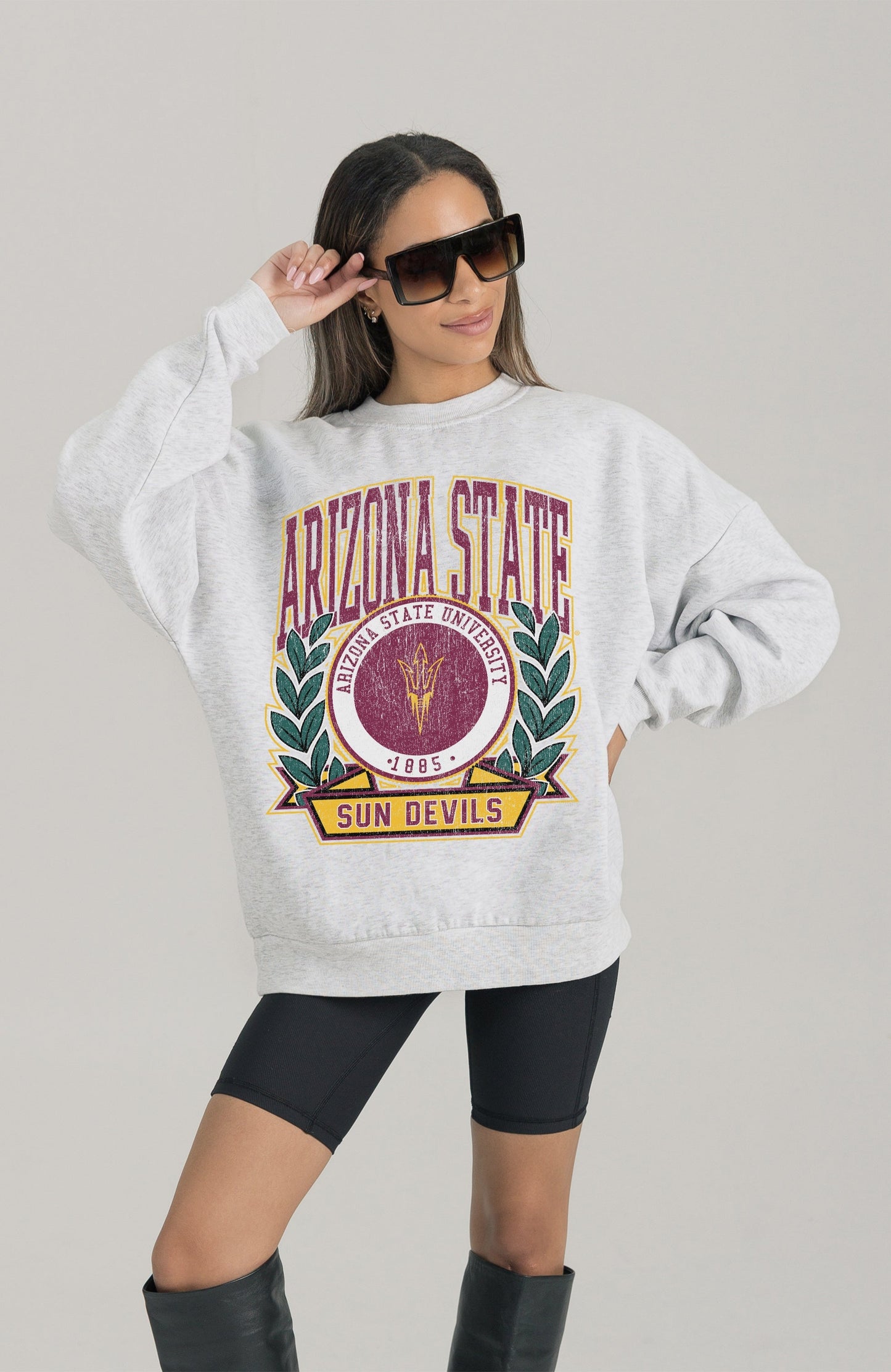ARIZONA STATE SUN DEVILS HERITAGE PREMIUM FLEECE DROP SHOULDER CREWNECK PULLOVER