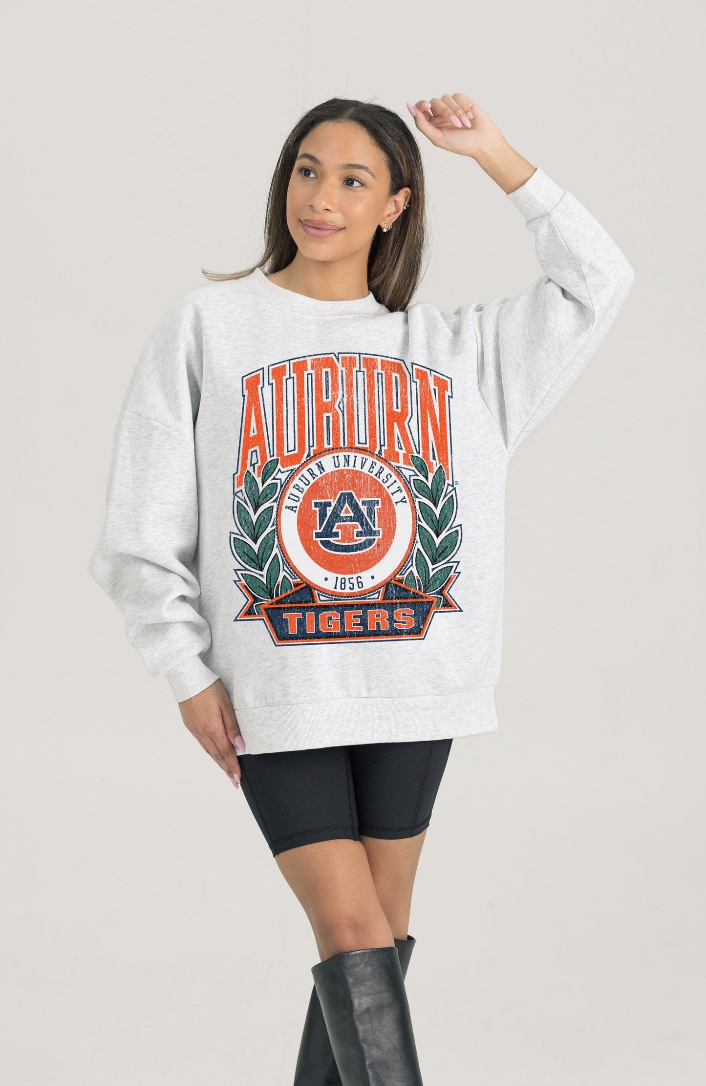 AUBURN TIGERS HERITAGE PREMIUM FLEECE DROP SHOULDER CREWNECK PULLOVER